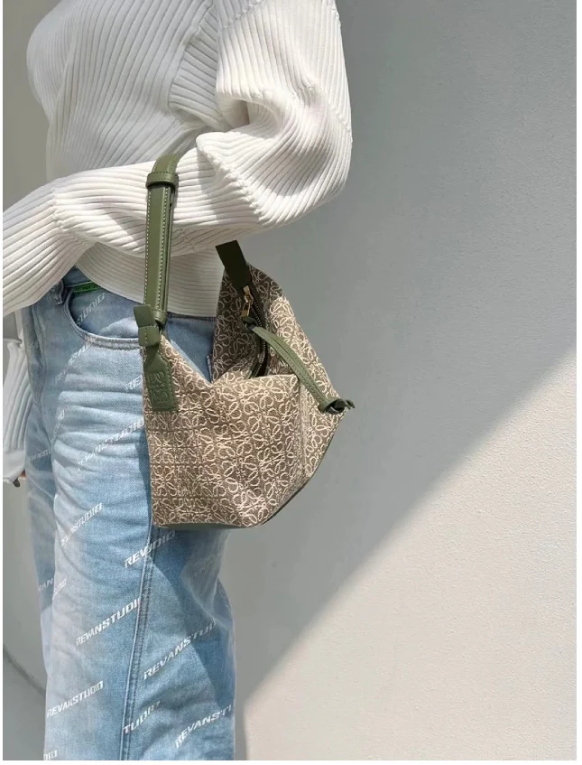 Сумка Loewe Cubi - жаккардовая телячья кожа - маленькая - зеленая