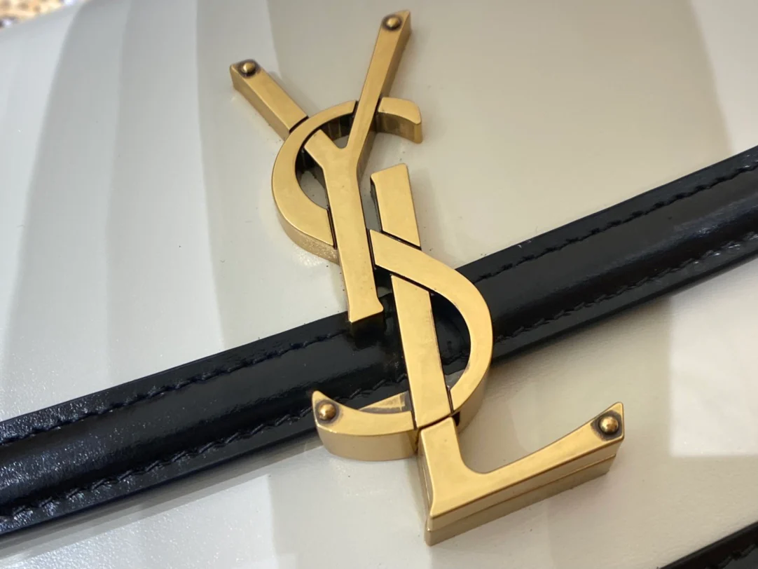 Сумка-мешок YSL Solferino Tofu Bag - бело-черная - 18 см