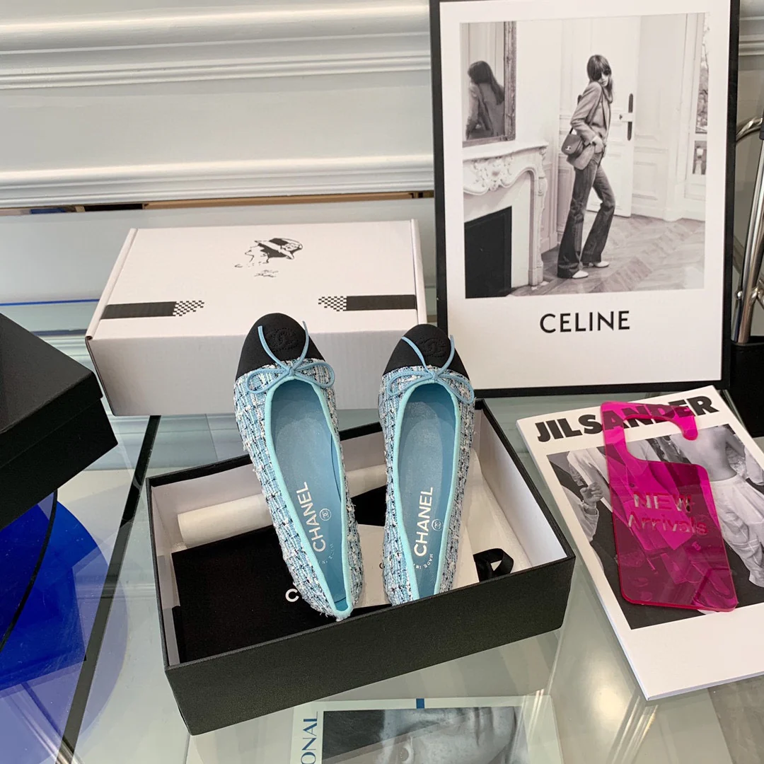 Классические балетки Chanel - Синие - 1