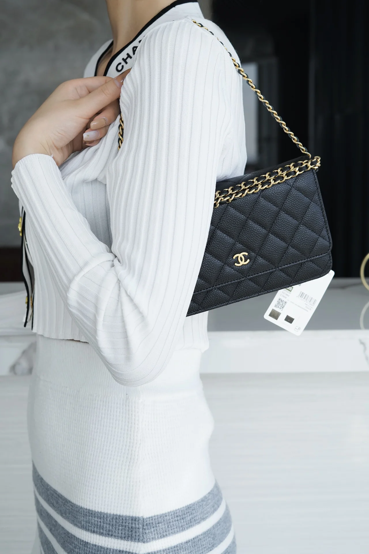 Chanel Classic WOC - Текстура ?кожура личи? - Золотая пряжка - Серебряная пряжка - Сумка на цепочке