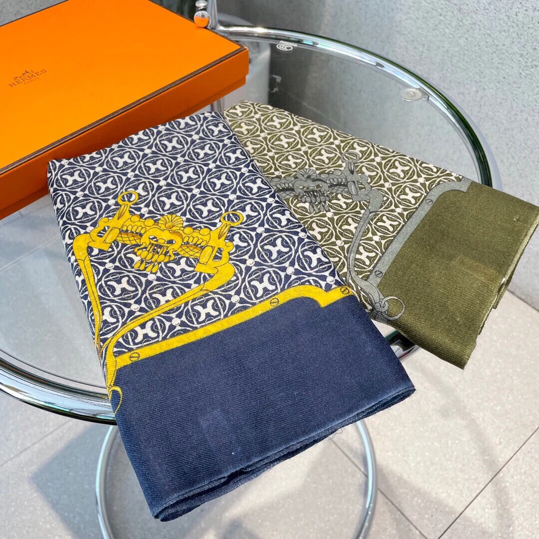 Кашемировый шарф Hermes с принтом - 100 см - 200 см - 100 см - Кашемир премиум-класса
