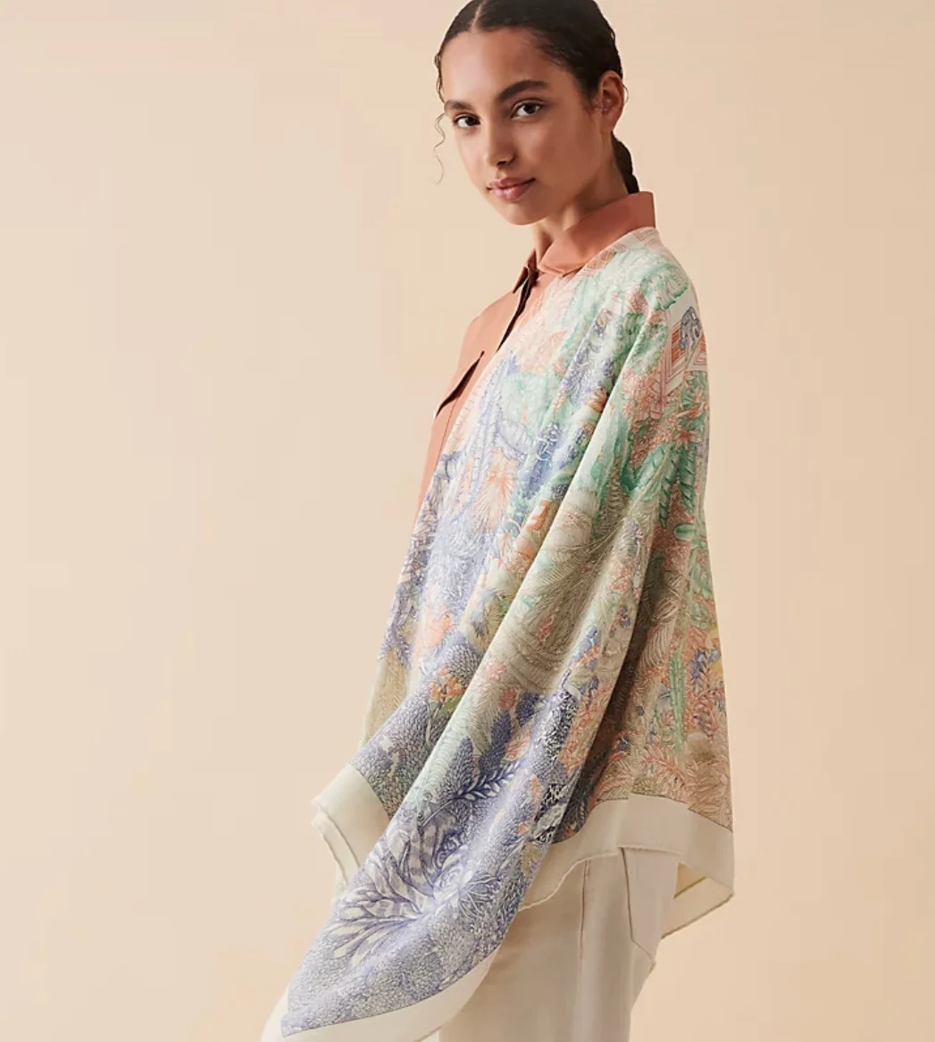 Шарф Hermes Tropical Jungle из шелка и кашемира (140 г) - 2 шт.