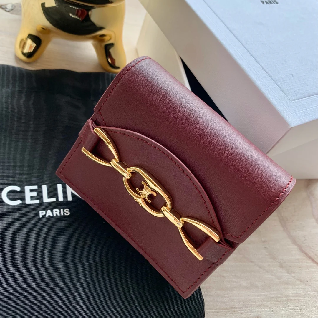 Celine - Держатель для карт на цепочке из глянцевой телячьей кожи - 2 шт.