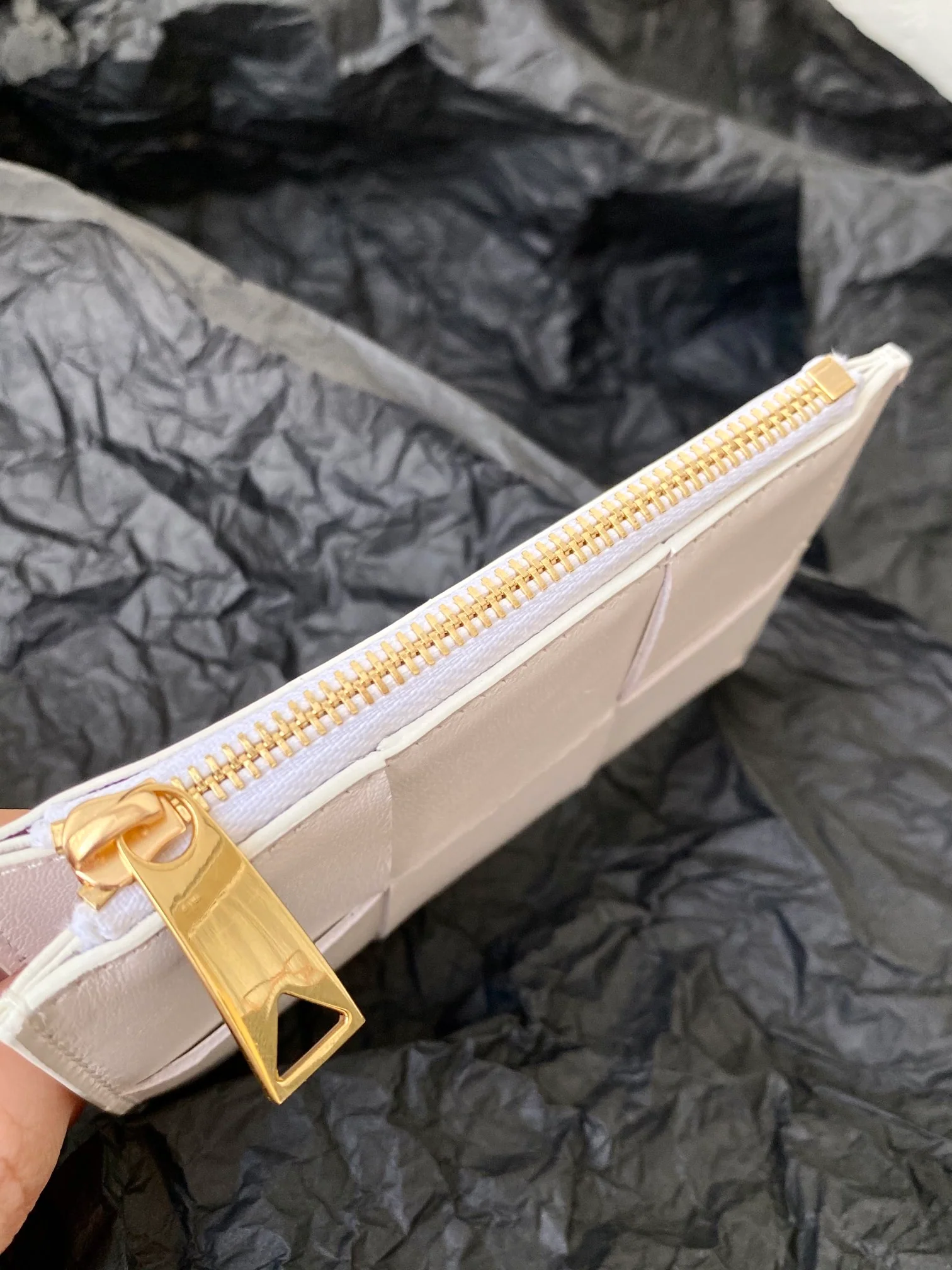 BV-大格子 编织 拉链卡包 零钱包 12x8x0.5cm