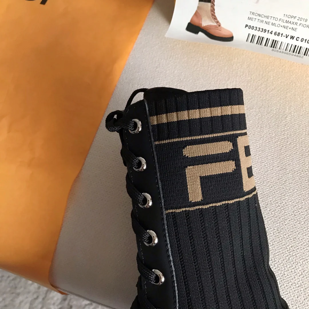 Fendi - Ботинки-носки до середины икры - Черные