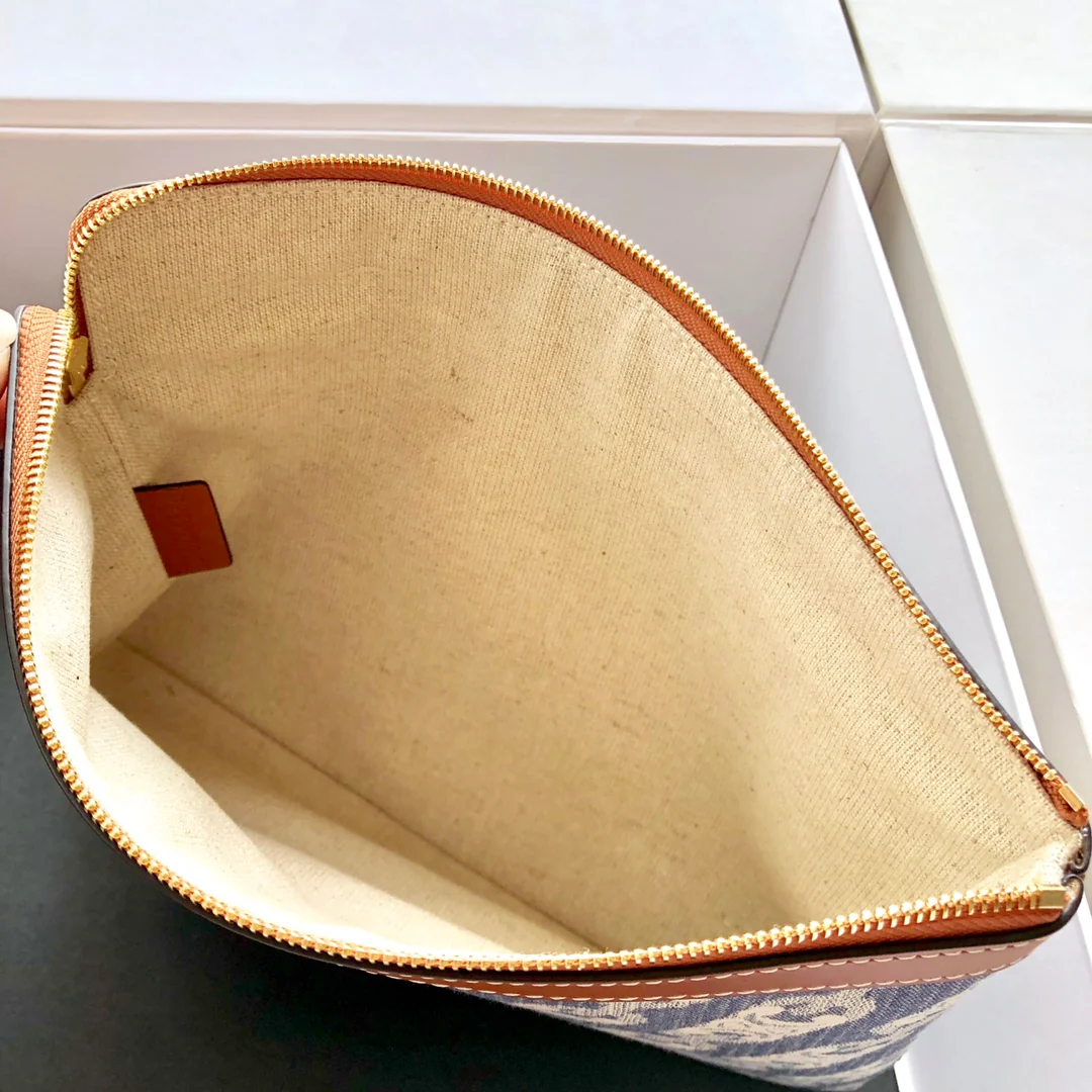 Маленький клатч Celine Maillon Triomphe Jacquard - темно-синий/желто-коричневый