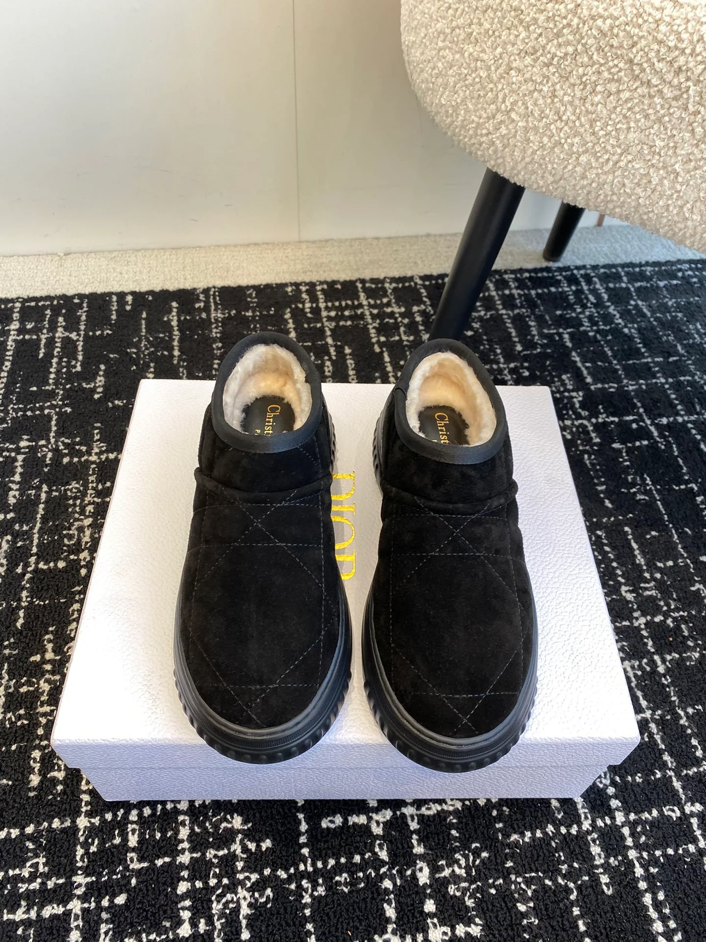 Ботильоны Dior 2024 с принтом - черные