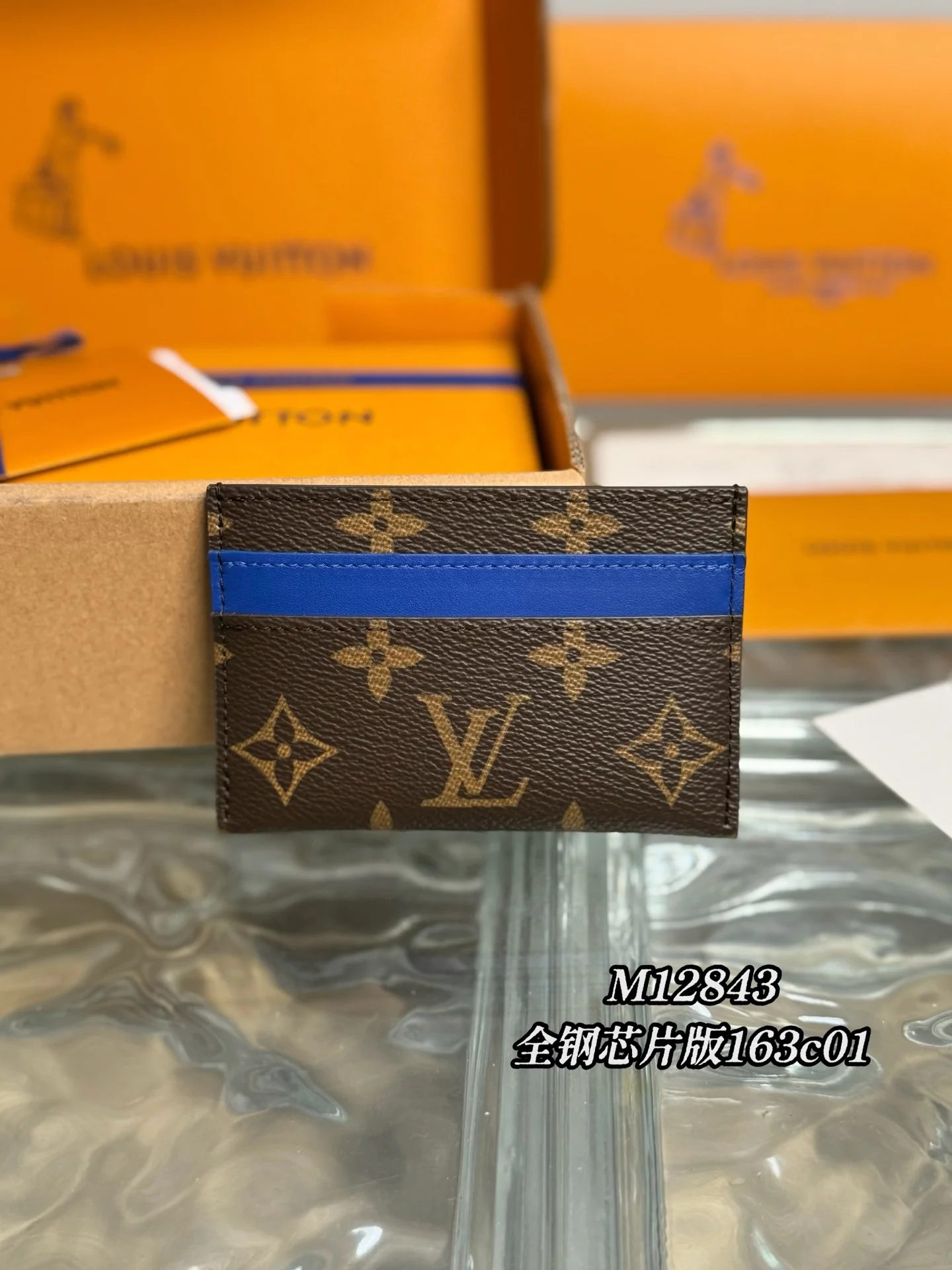 LV-m12843-monogram-macassar card holder-blue