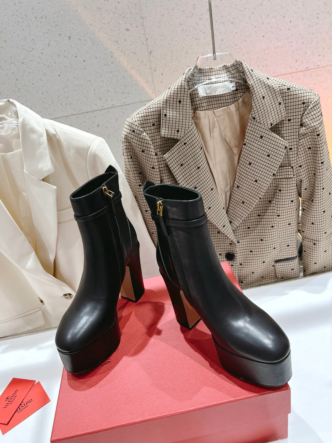 Водонепроницаемые сапоги на высоком каблуке Valentino - черные