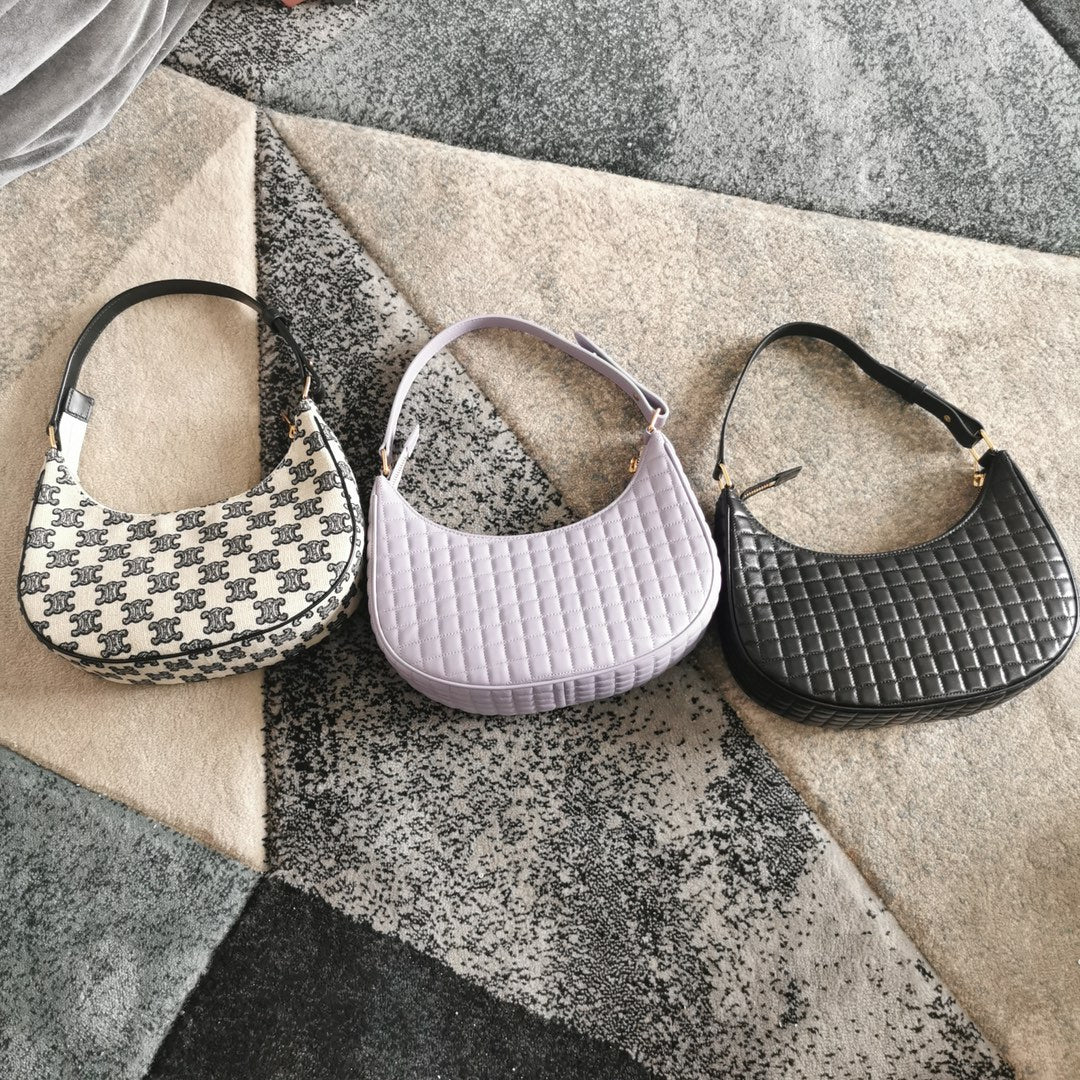 Сумка через плечо Celine Ava - из овечьей кожи в клетку - сиренево-фиолетовая