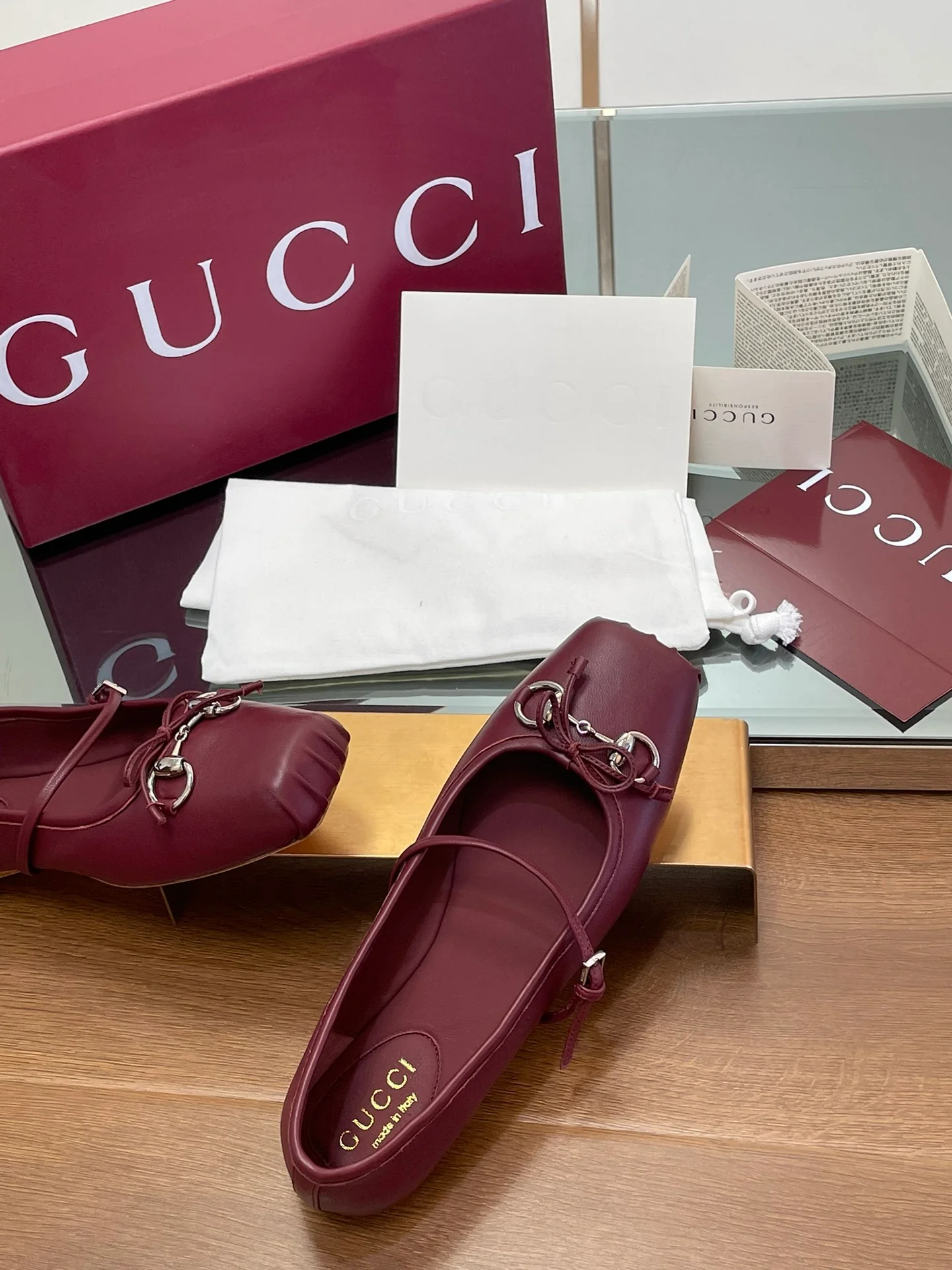 Туфли Gucci 2024 Barre - бордовые