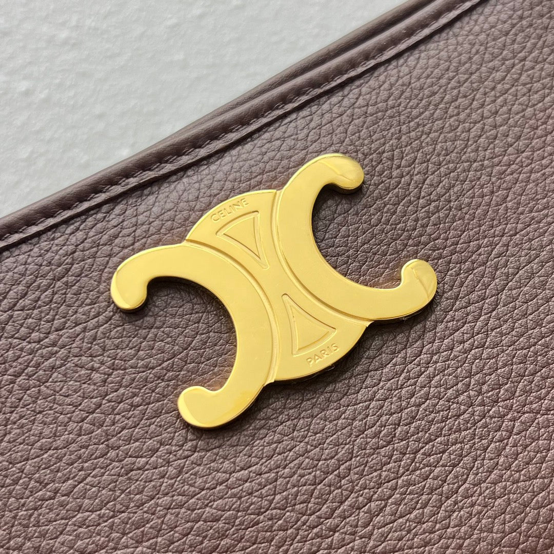 Сумка Celine New Newspaper Chain Bag - сумка через плечо с двойной цепочкой - коричневая