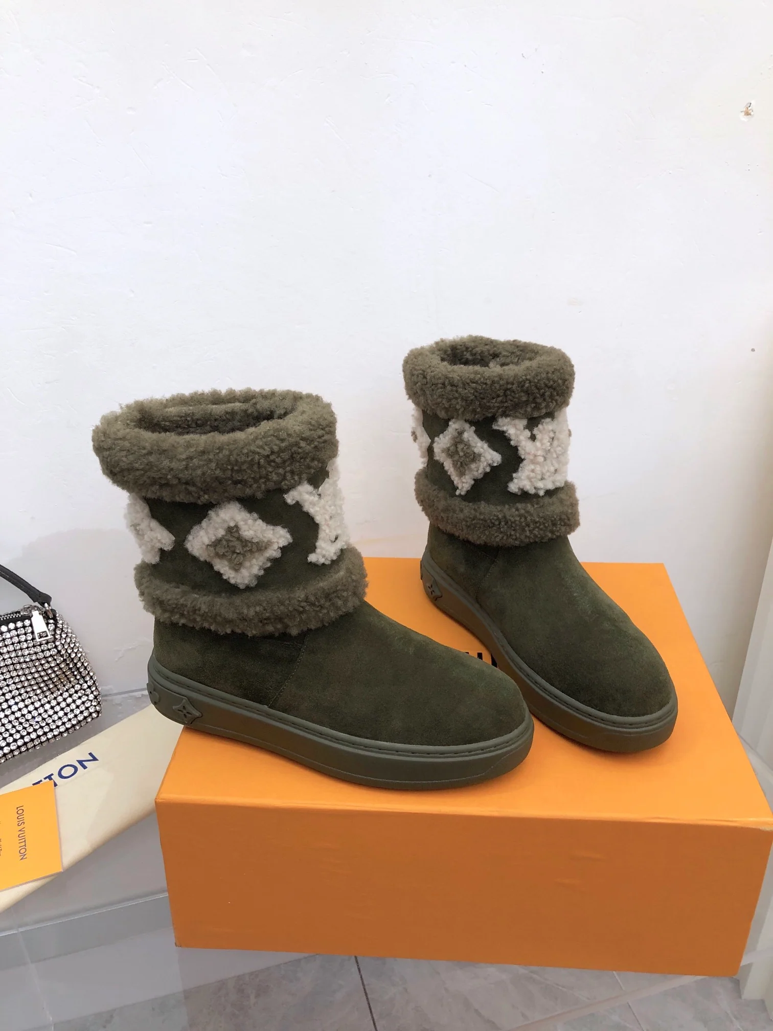 LV - Ботильоны из овечьей шерсти - зелёные