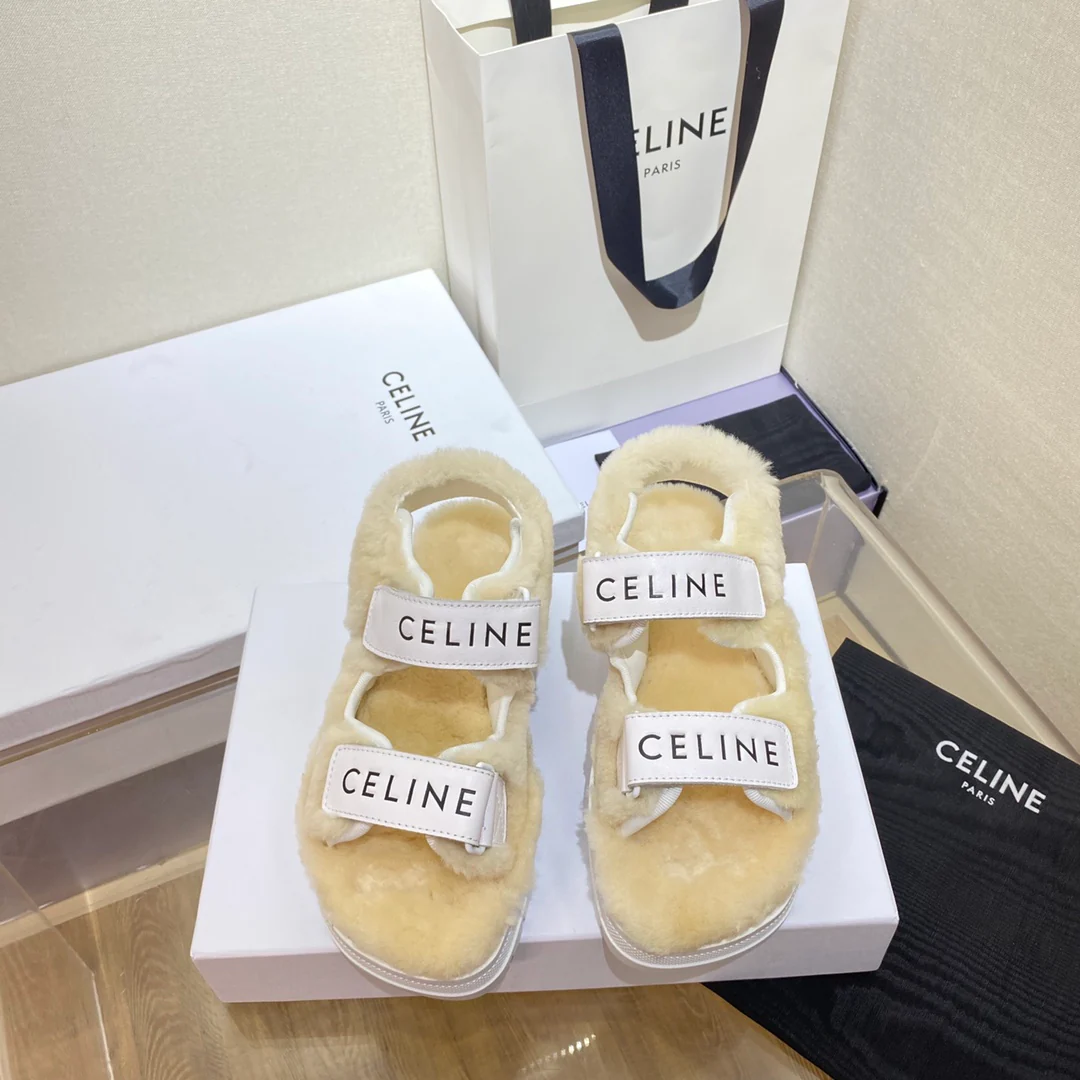 Celine - Классические меховые сандалии