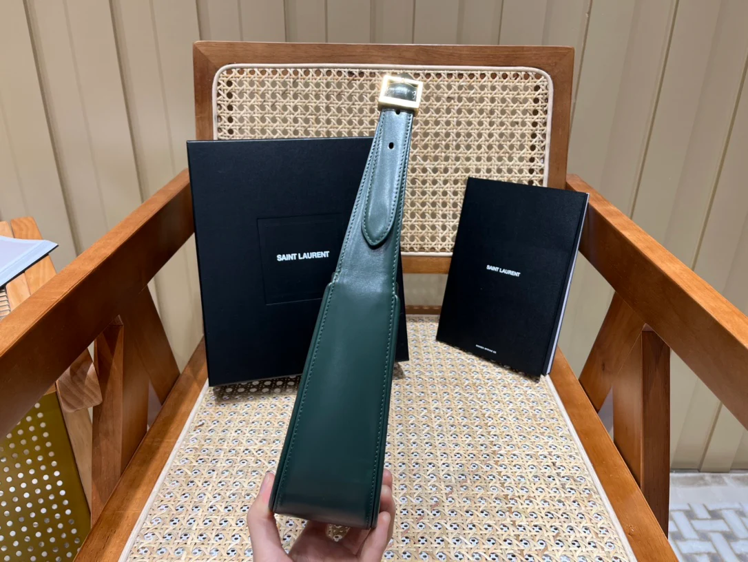 Сумка-седло YSL - зеленая с золотой фурнитурой - гладкая кожа