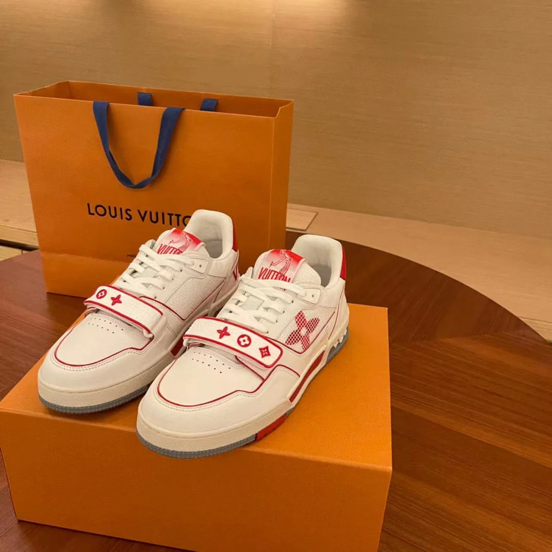 Кроссовки LV Trainer Series - на липучках - унисекс - бело-красные