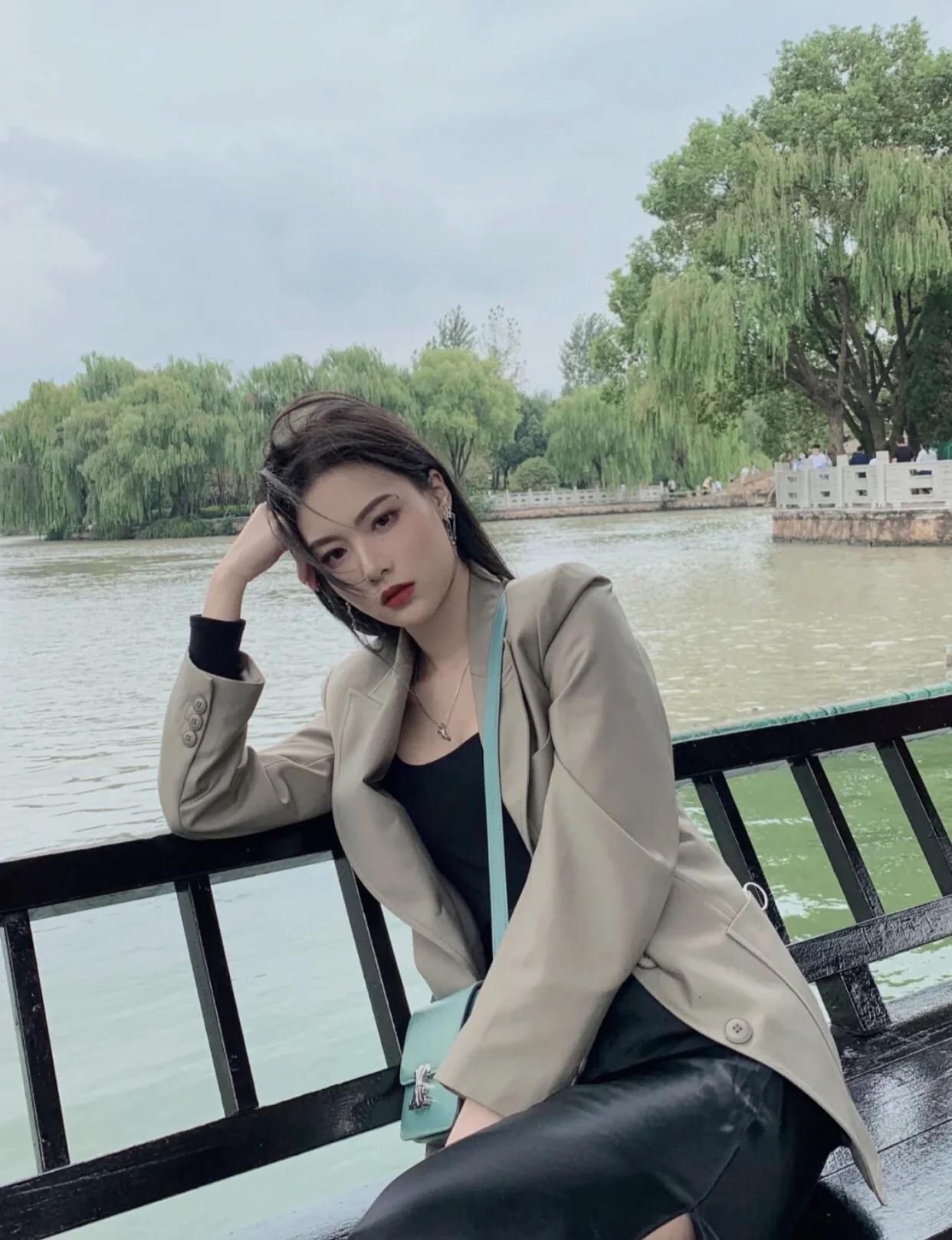 Celine Triomphe Medium Calfkin Porcelain Color