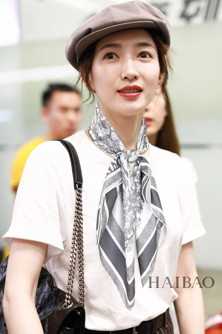 Шарф Dior Zoo-Style с закругленным краем - 90-100 см - Шелк тутового дерева - Серый