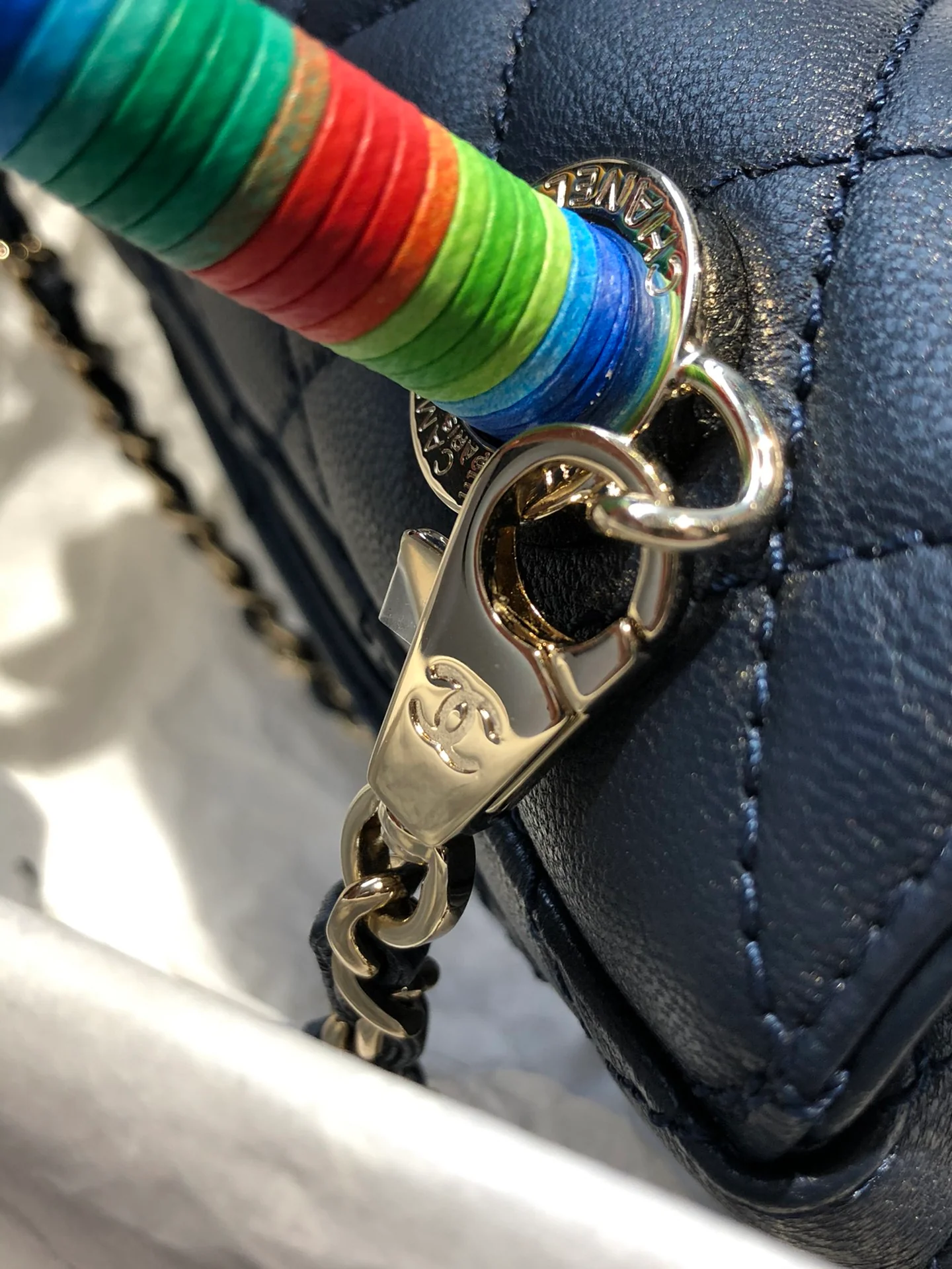 Мини-сумочка Chanel Coco Handle Rainbow Bag - темно-синяя