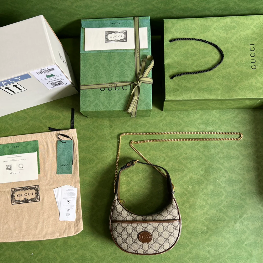 Сумочка Gucci в форме полумесяца - Мини - Коричневая