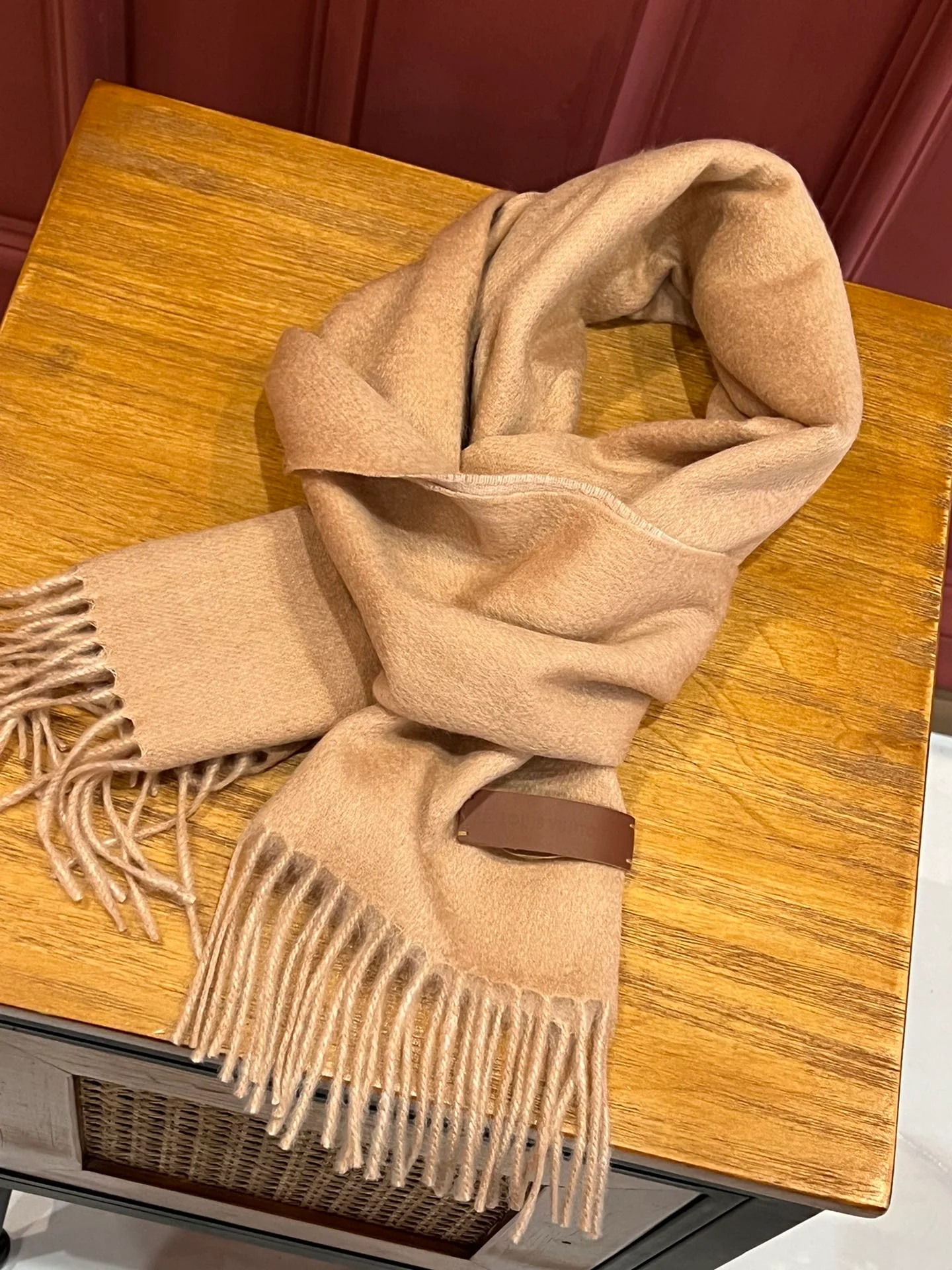 Двусторонний кашемировый шарф LV - 180 см - 35 см - абрикосовый