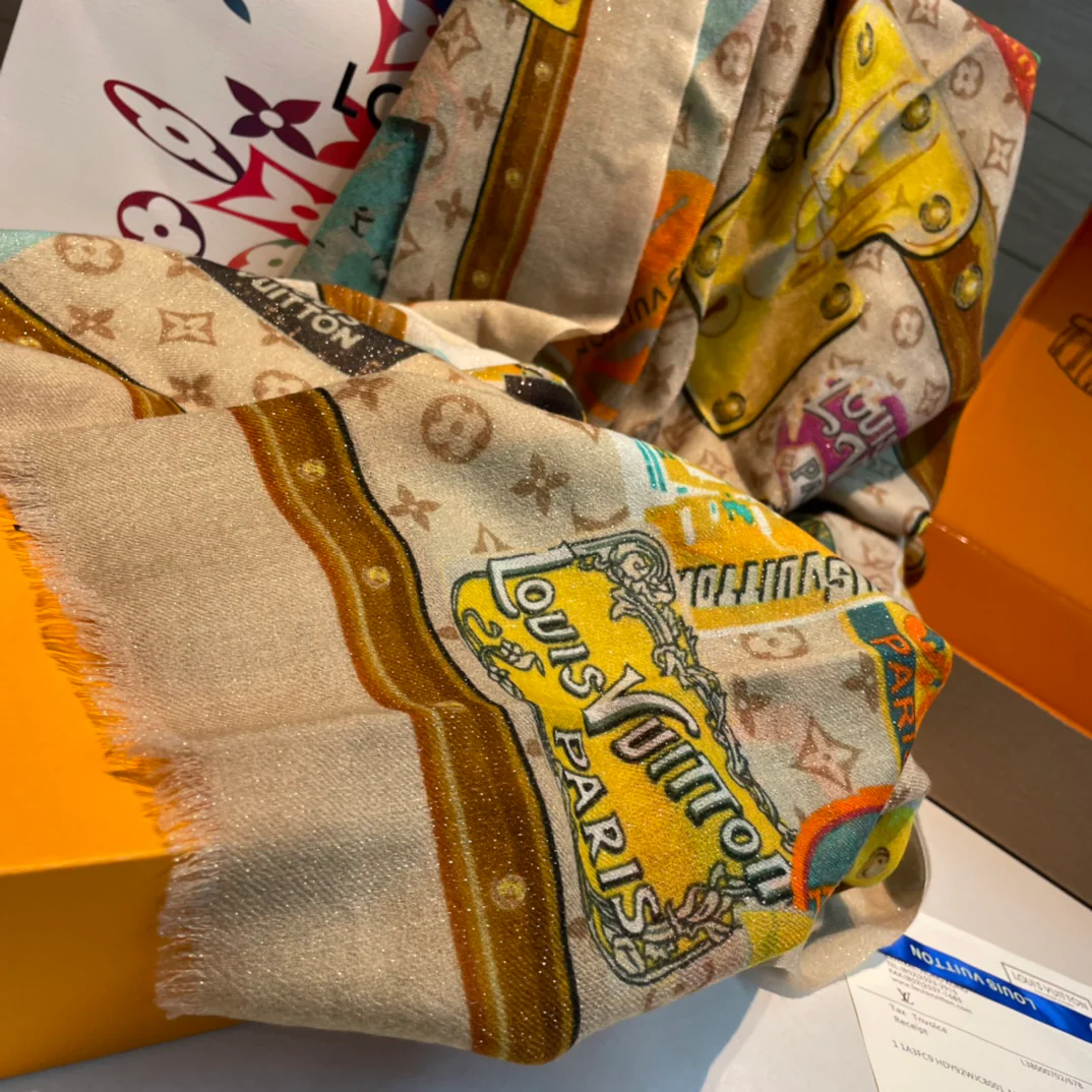 Шарф LV-2024 с буквенным узором, 110-200-желтый