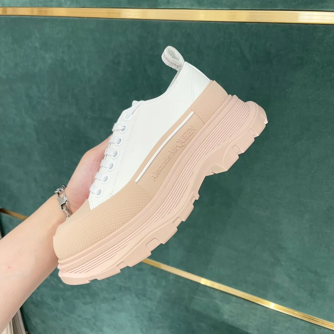 Кроссовки на платформе McQueen из парусины — цвет ?Молочный чай? — парный стиль