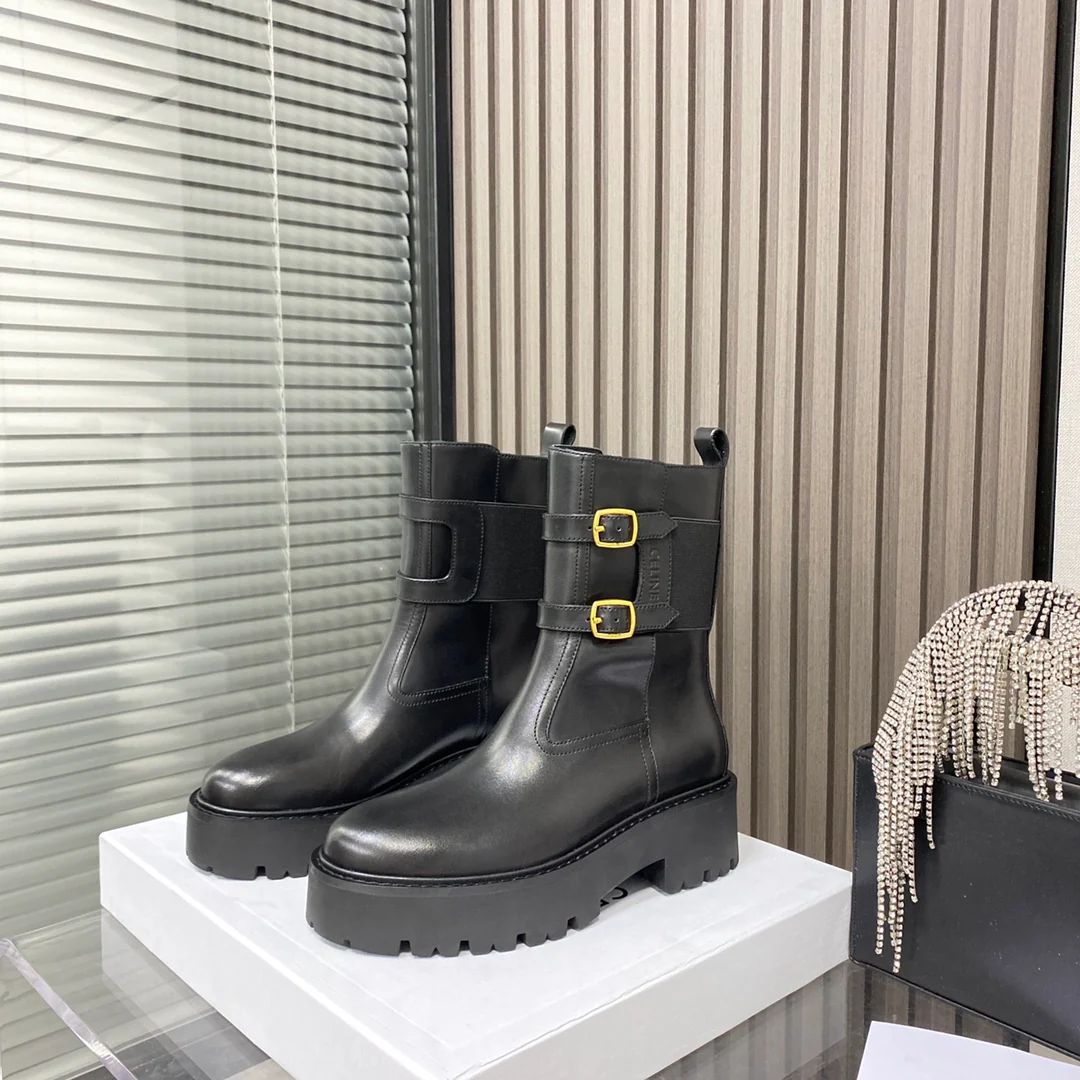 Ботинки Celine Martin на платформе с закругленным носком и завышенной высотой каблука