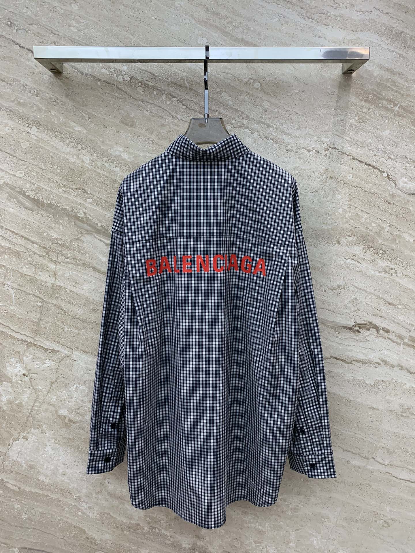 Balenciaga - 2403 - Рубашка с длинными рукавами свободного кроя с клетчатым принтом