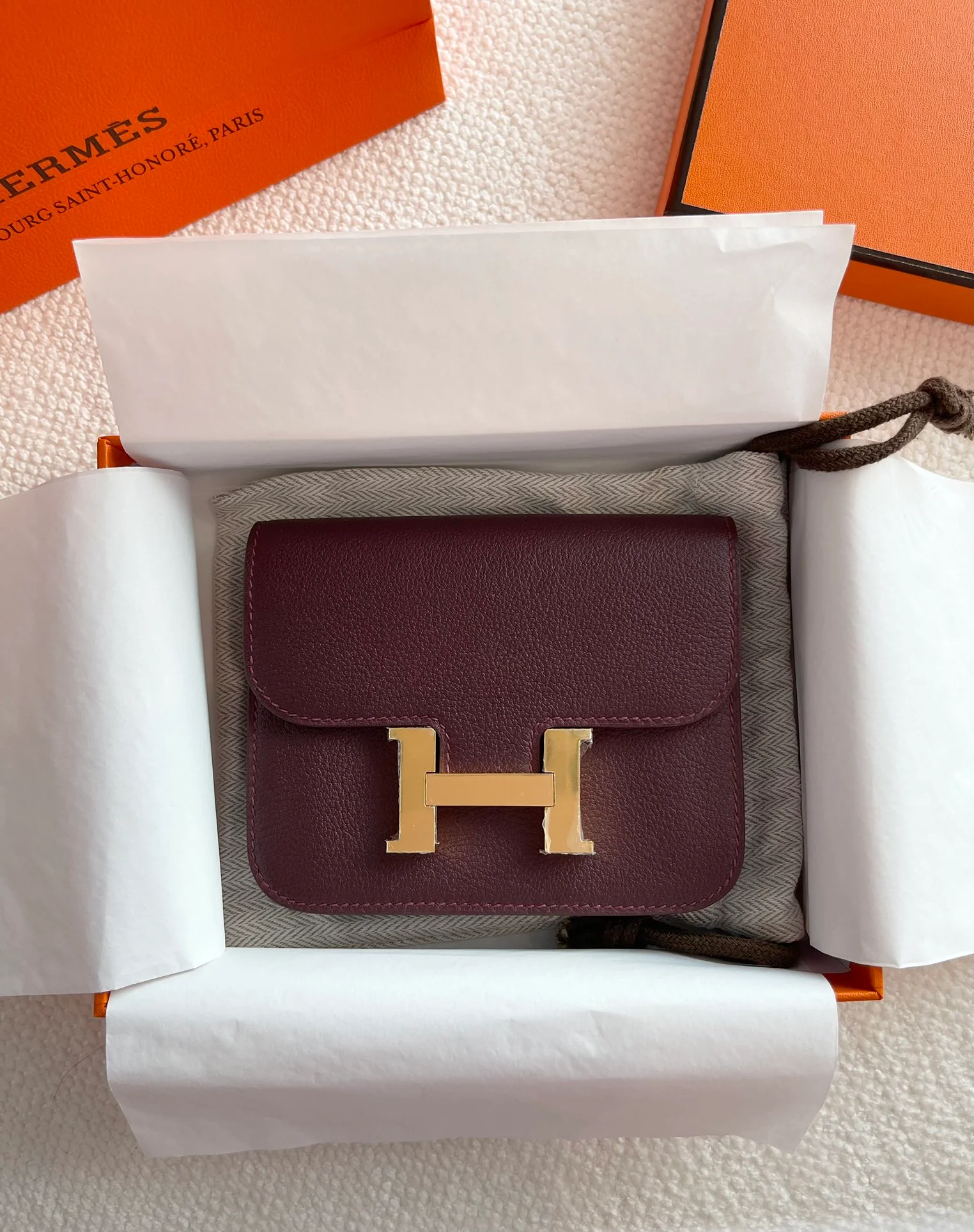 Hermes Constance Mini 19 Saddle Red Epsom Gold Buckle