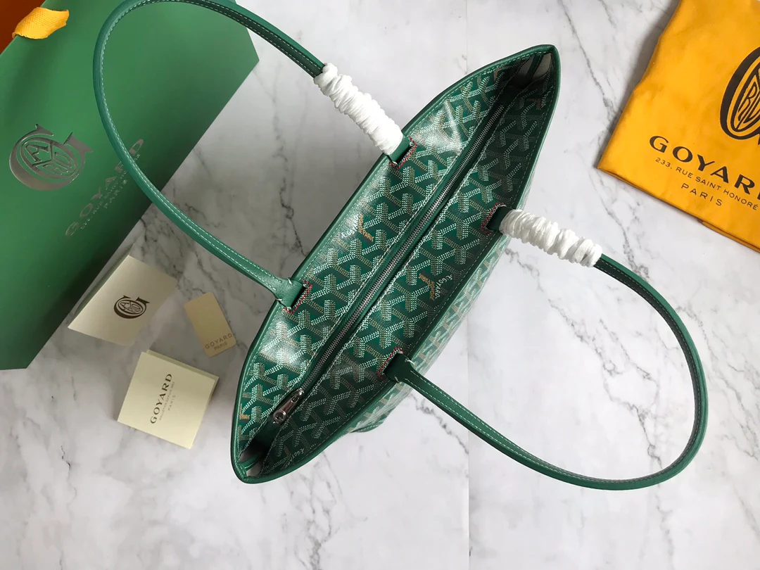Маленькая сумка-тоут Goyard на молнии - зеленая