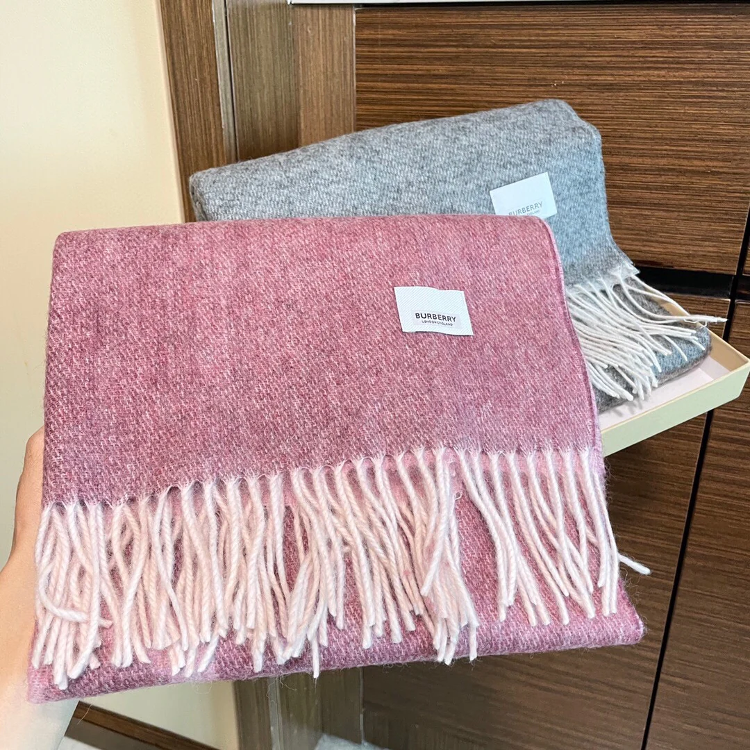 Шарф Burberry Premium из кашемира с вышивкой, 42 см (180 см) - серый