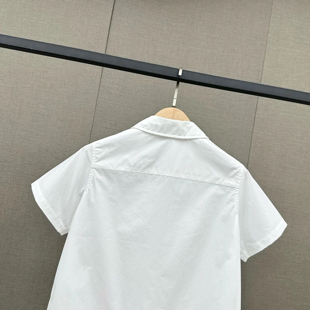 Miu Miu - 2404 - Хлопковая футболка с коротким рукавом и вышитыми буквами - Белая