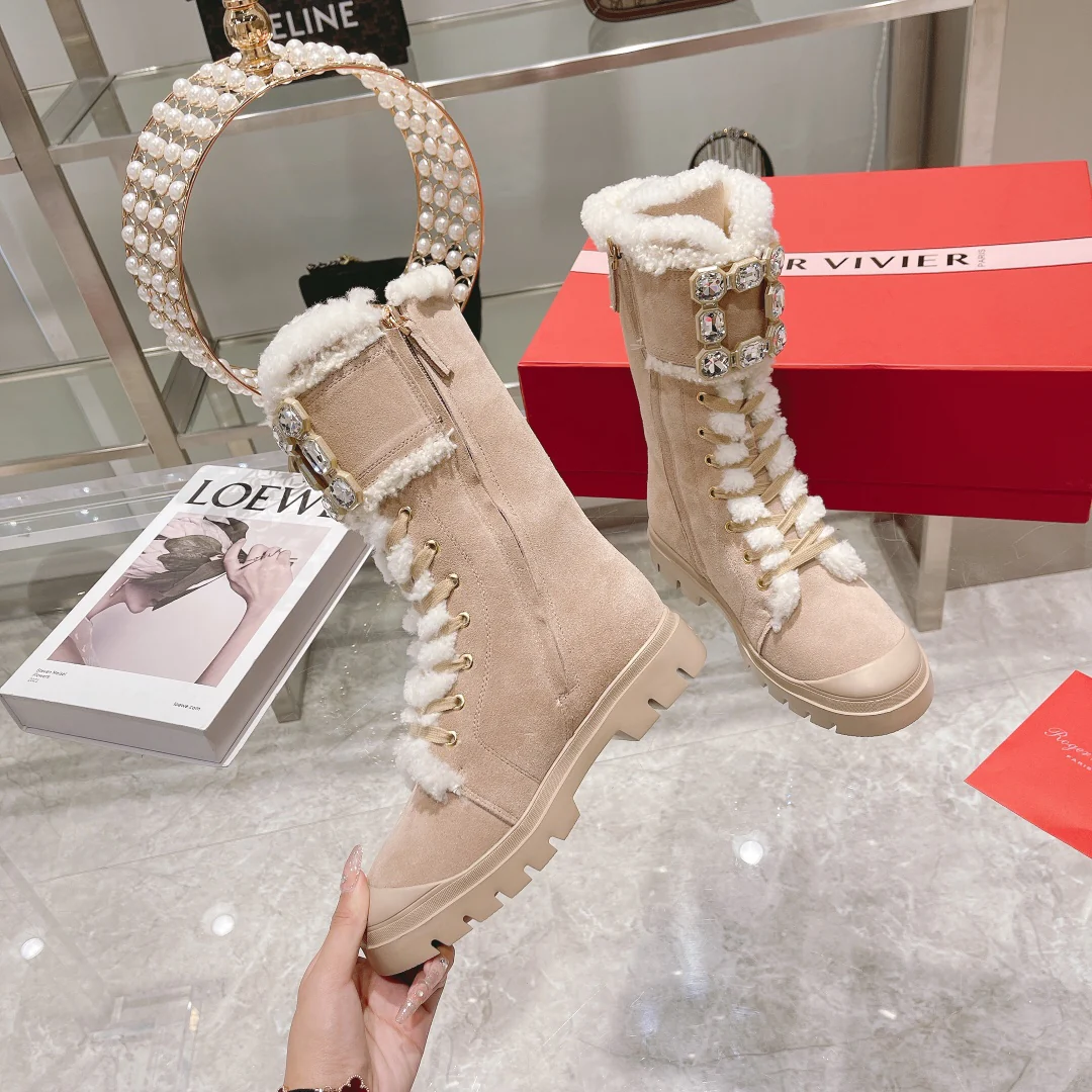 Ботильоны на шнуровке из овчины и замши с пряжкой из страз