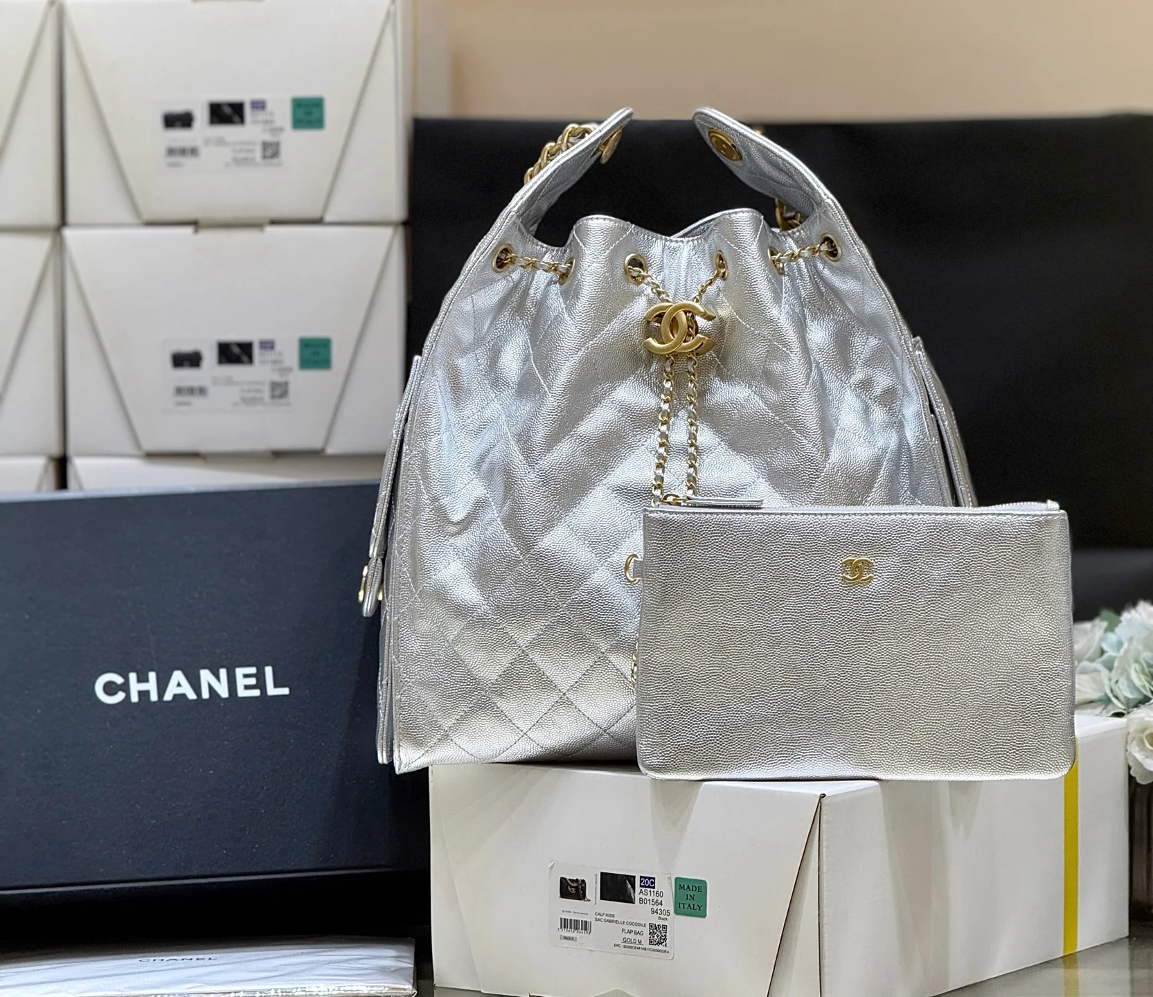 Сумка Chanel 25s 25bag Large - серебристая
