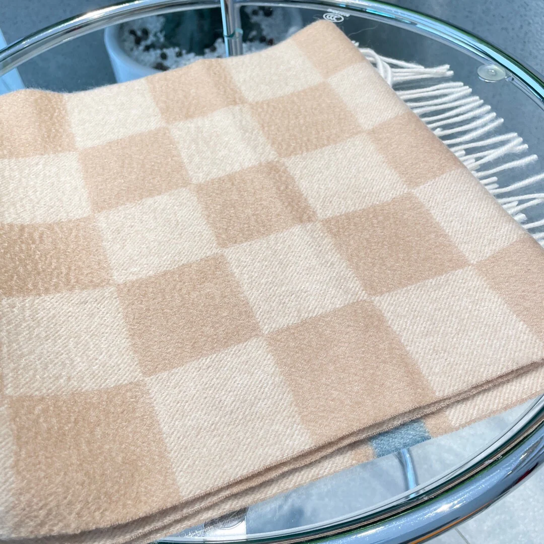 Шарф LV из чистого кашемира - 180 см - 32 см - бежевый