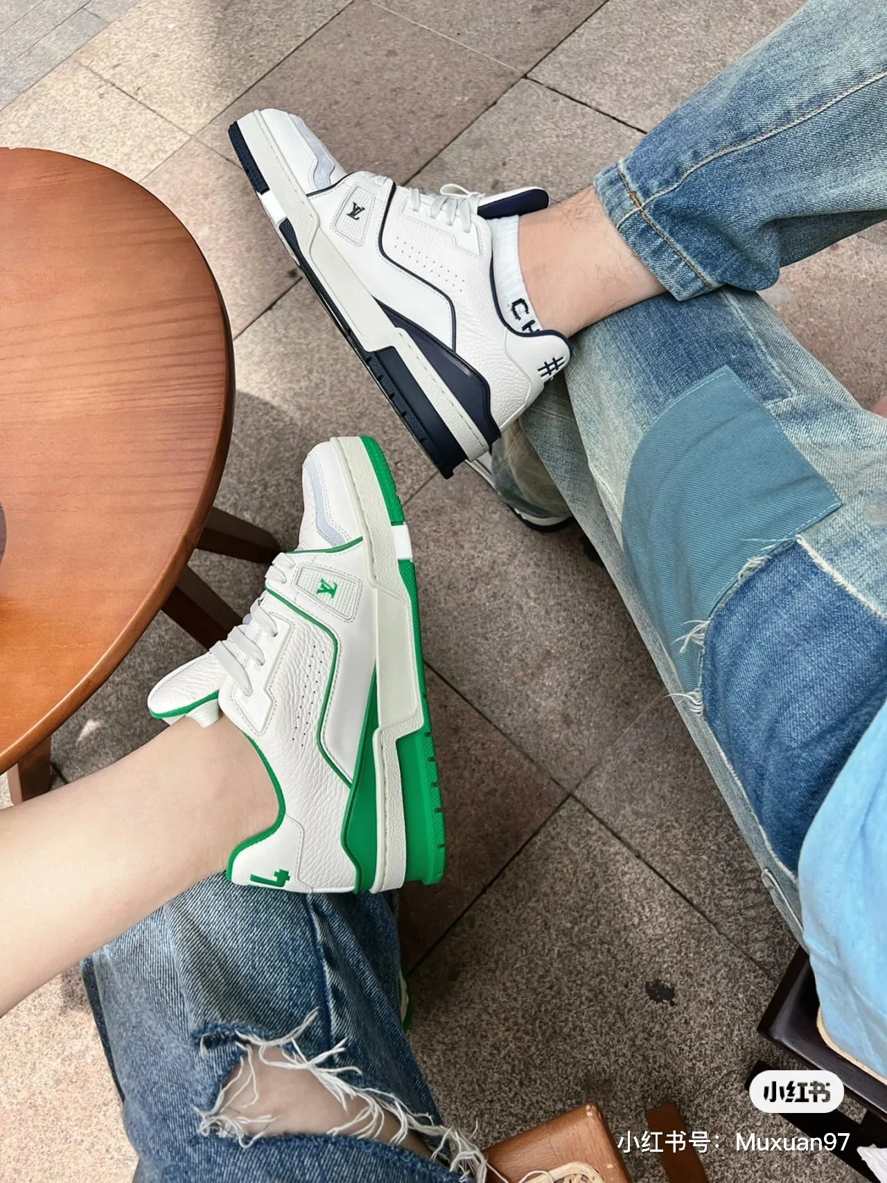 Кроссовки LV Trainer - обувь для скейтбординга - бело-зеленые - унисекс