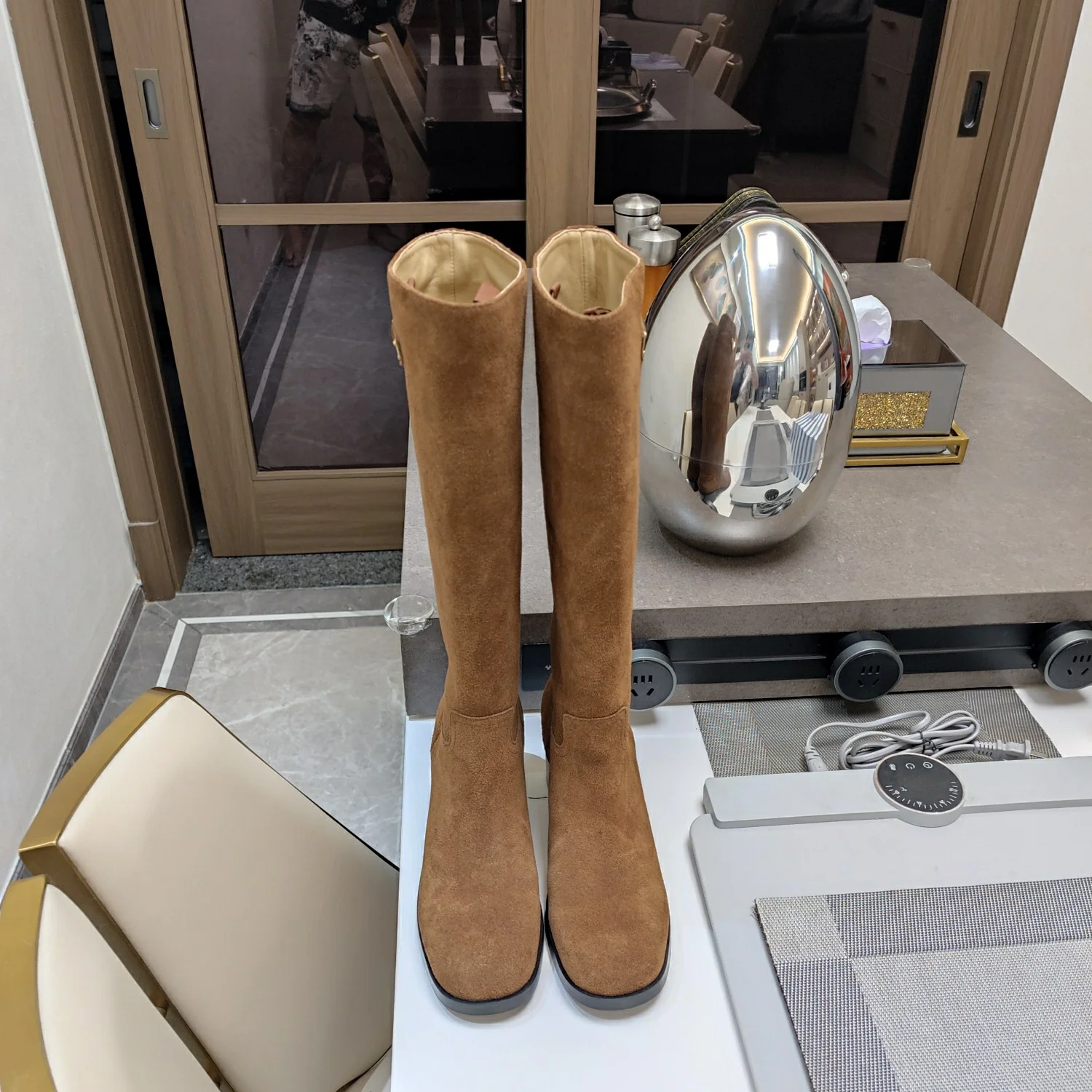 Сапоги для верховой езды Prada 2024 7-5 см - коричневые