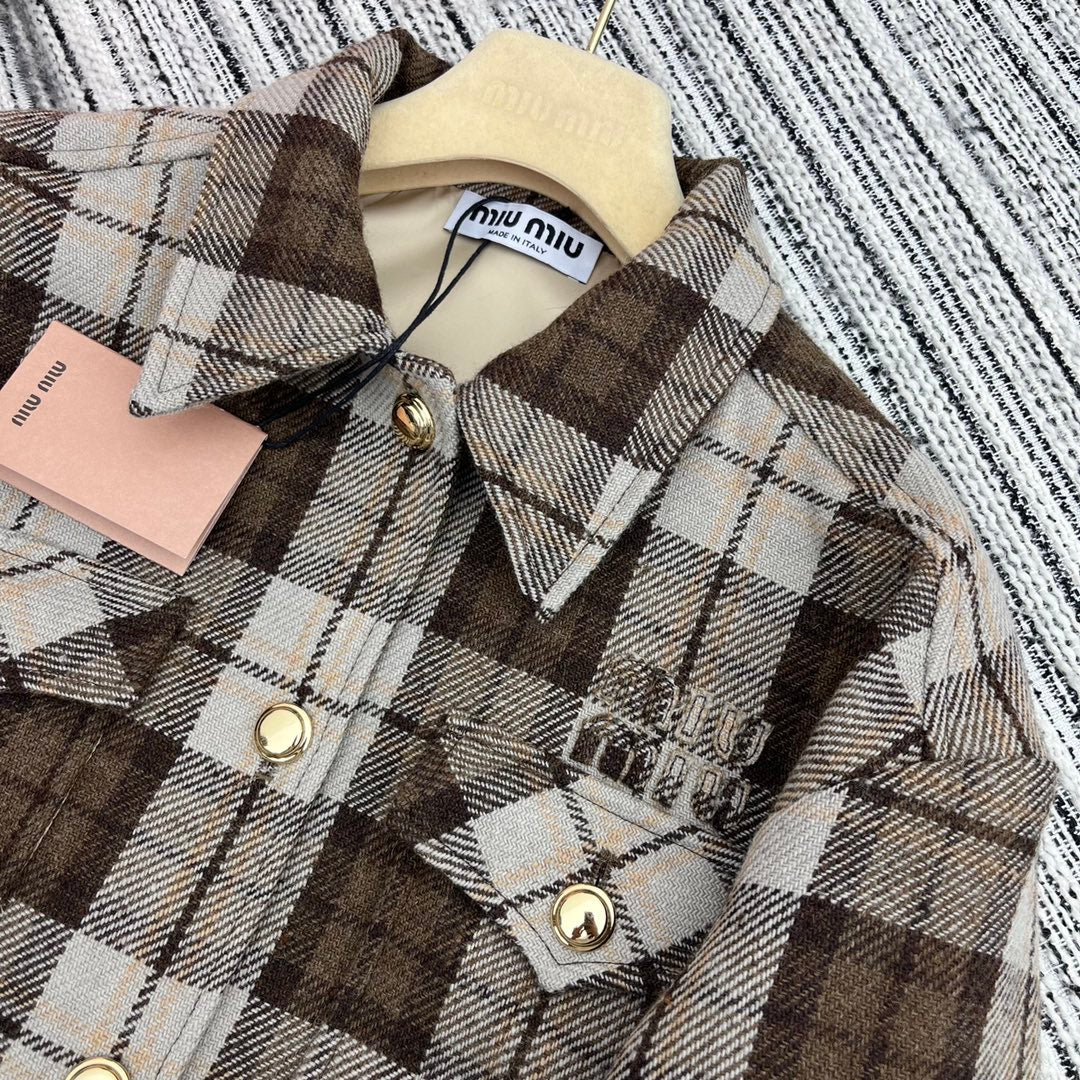 Miu Miu - 2404 - Новая клетчатая рубашка-куртка с воротником