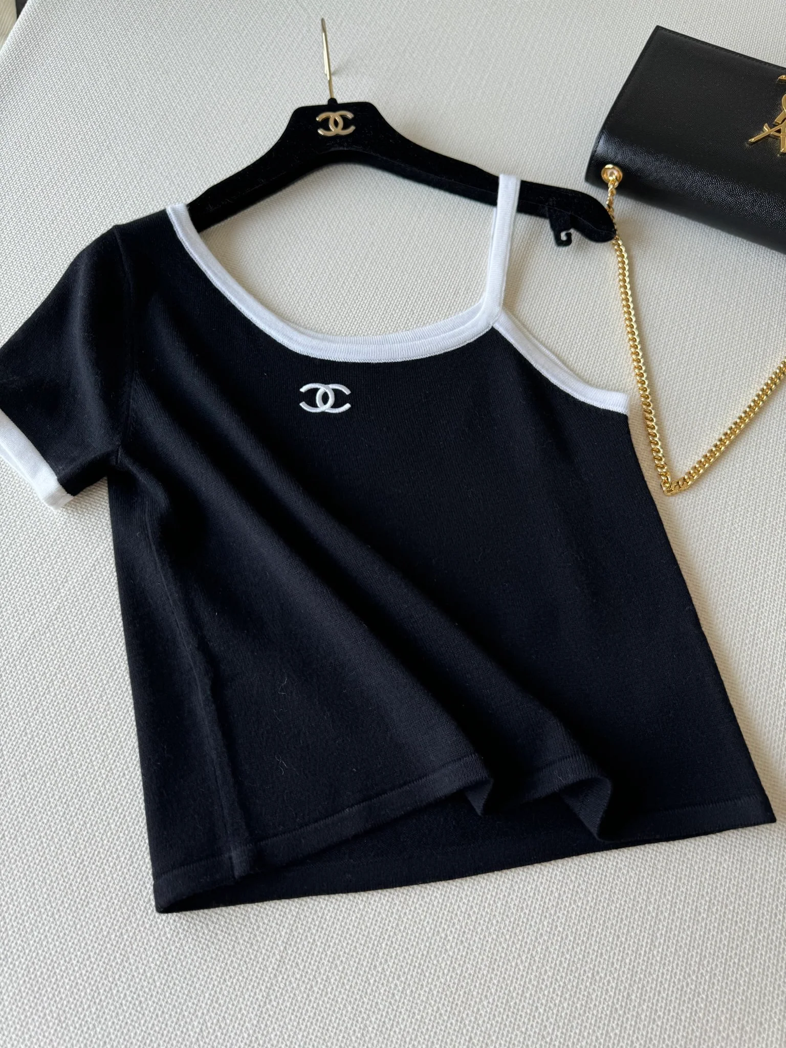 В стиле Chanel - 2403 - Новый топ на одно плечо - Черный