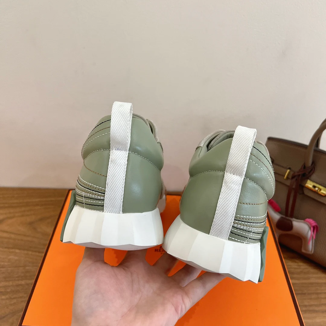 Простые повседневные туфли Hermes 2024 - зеленые