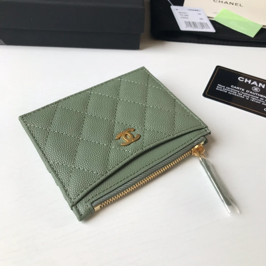 Кардхолдер Chanel на молнии - плоский кардхолдер - 1 шт.