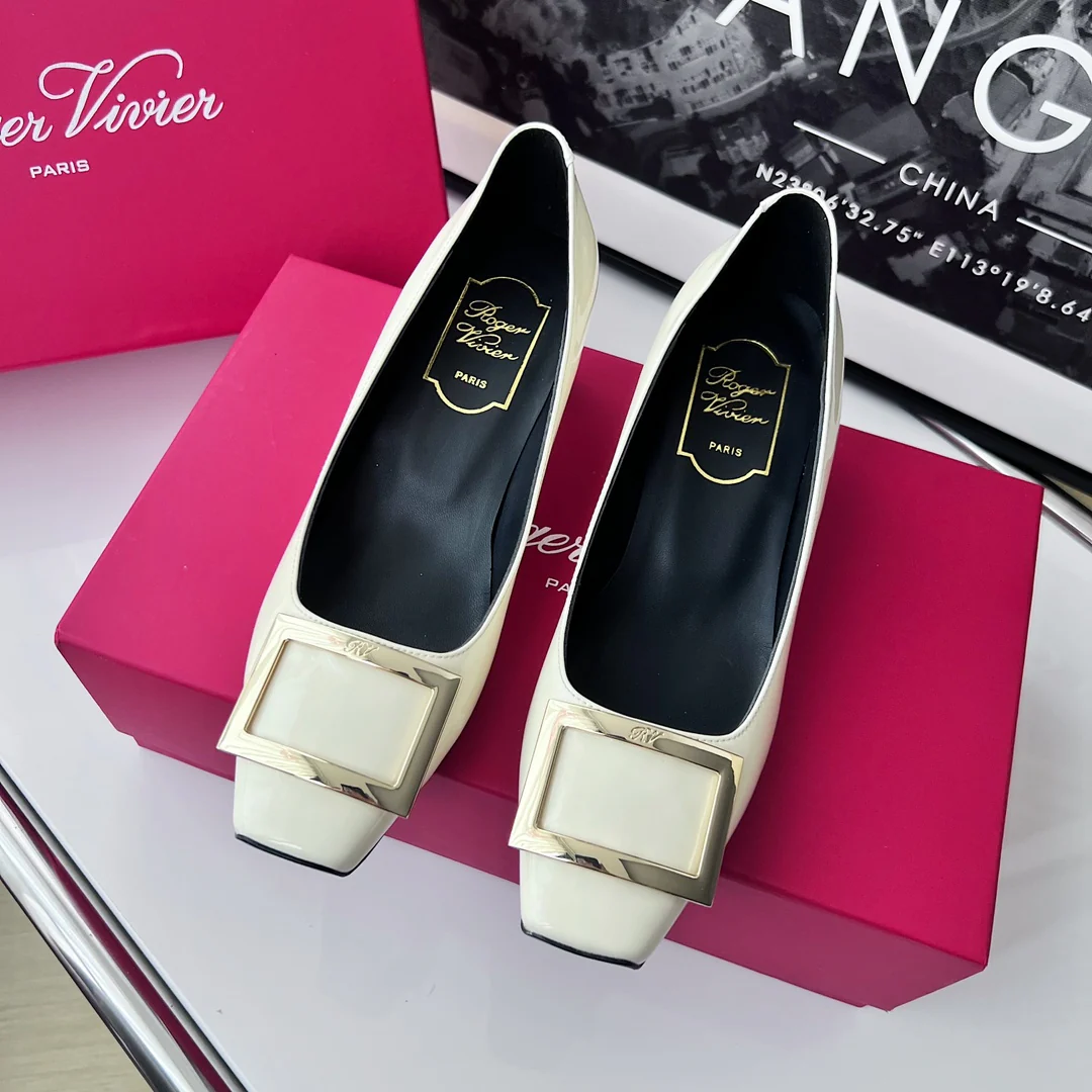 Туфли RV - классический устойчивый каблук - 4-5 см - белые