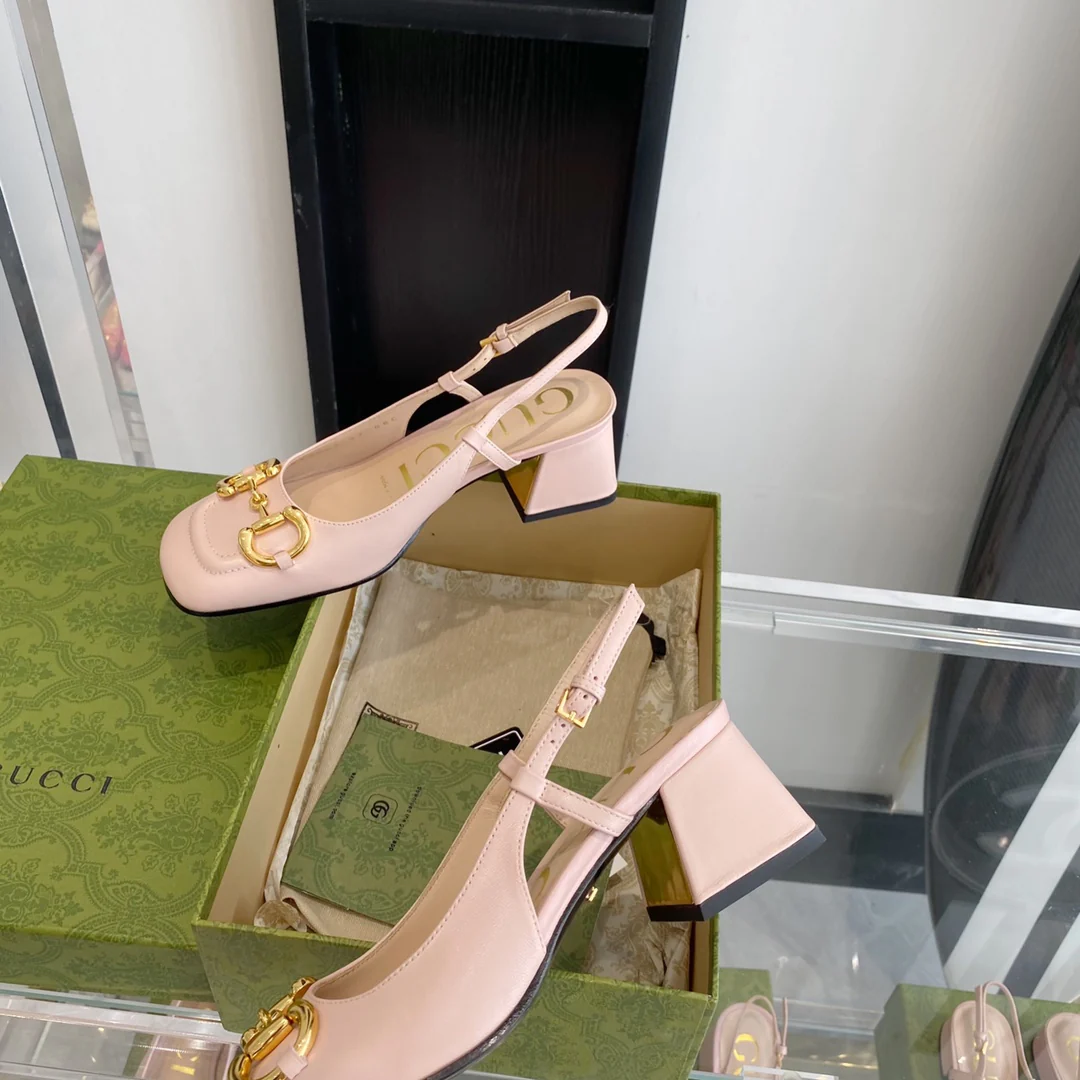 Сандалии Gucci в стиле ретро с квадратным носком и массивным каблуком - 1