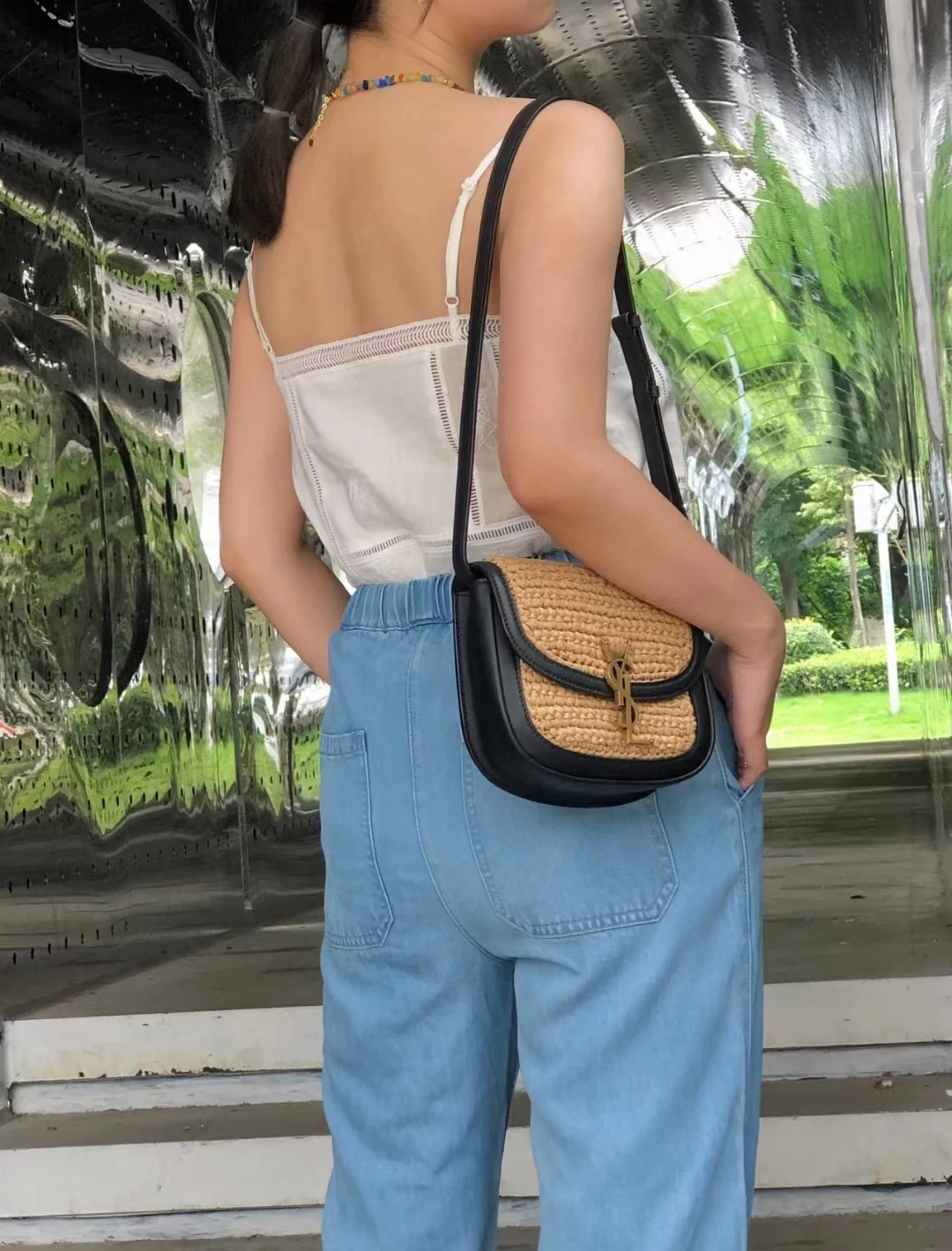 YSL-kaia-small-saddle bag-straw series