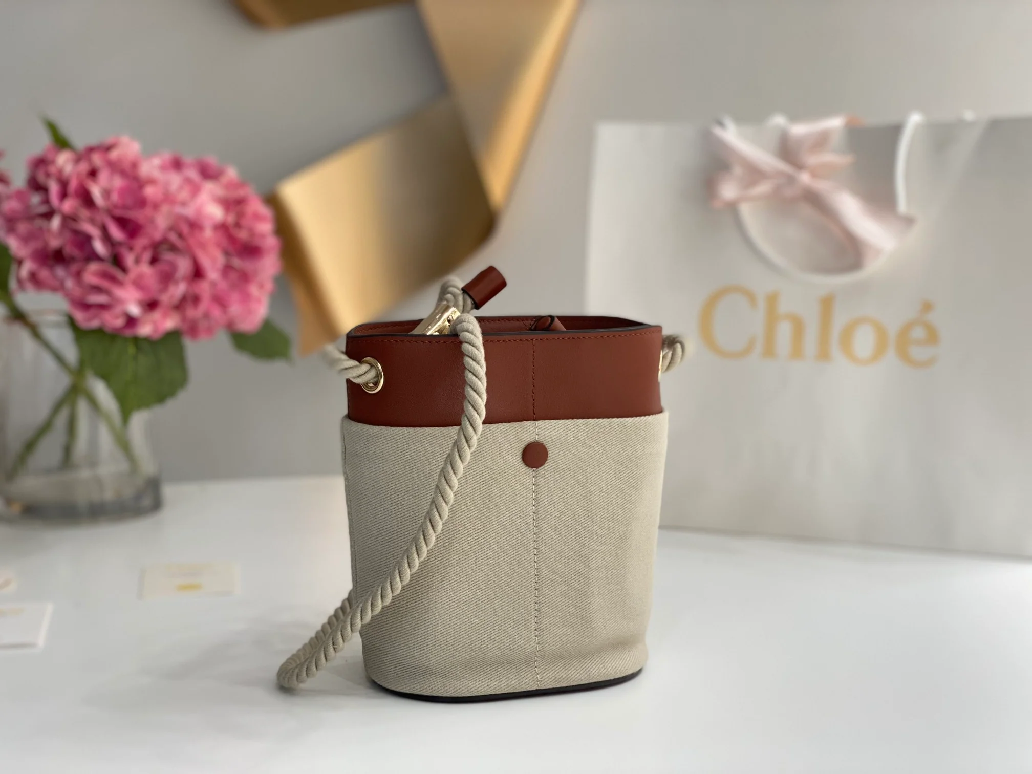 Сумка-ведро Chloe-key - коричневая