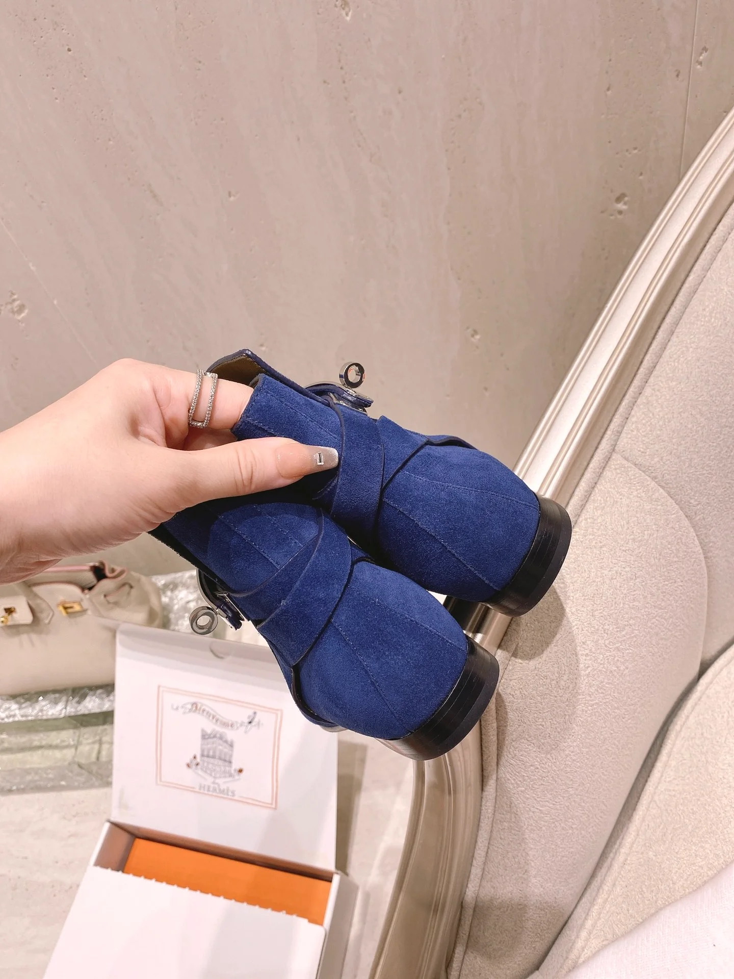 Ботильоны Hermes Kelly Buckle Collection - синие