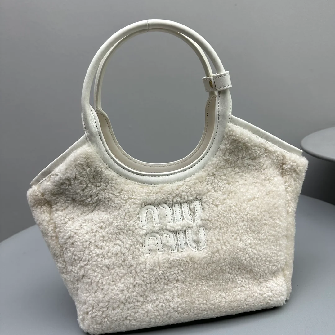 Сумка-тоут Miu Miu Ivy - овечья шерсть - маленькая - белая