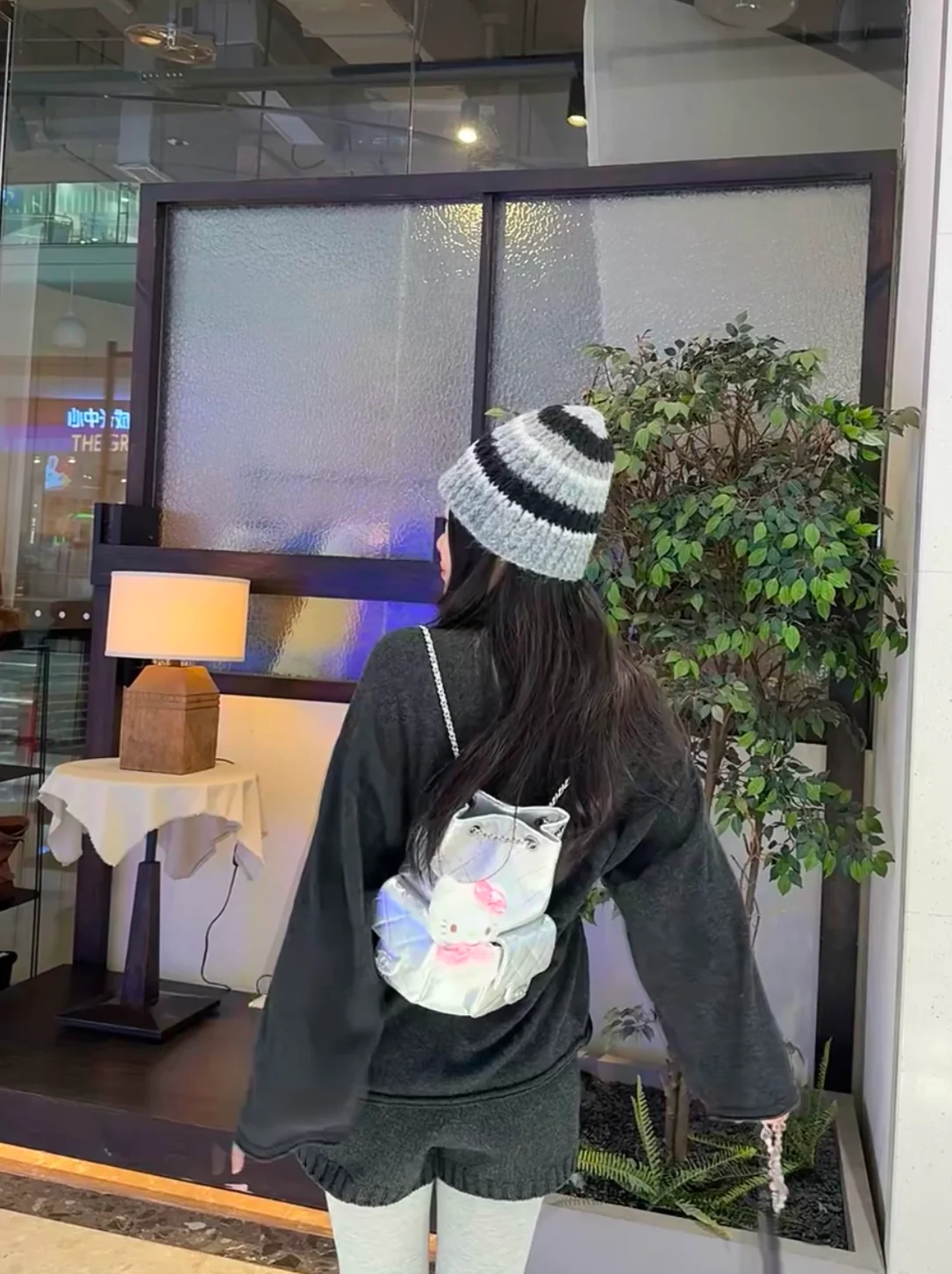 Рюкзак Chanel 25c на завязках - серебристый