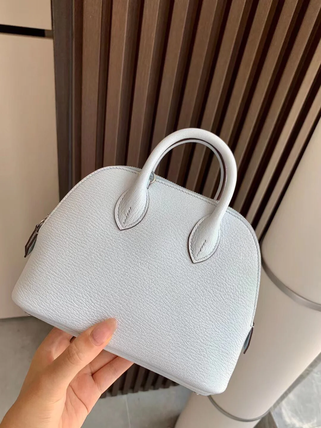 Hermes Bolide Mini T0 Fog Blue Silver Button